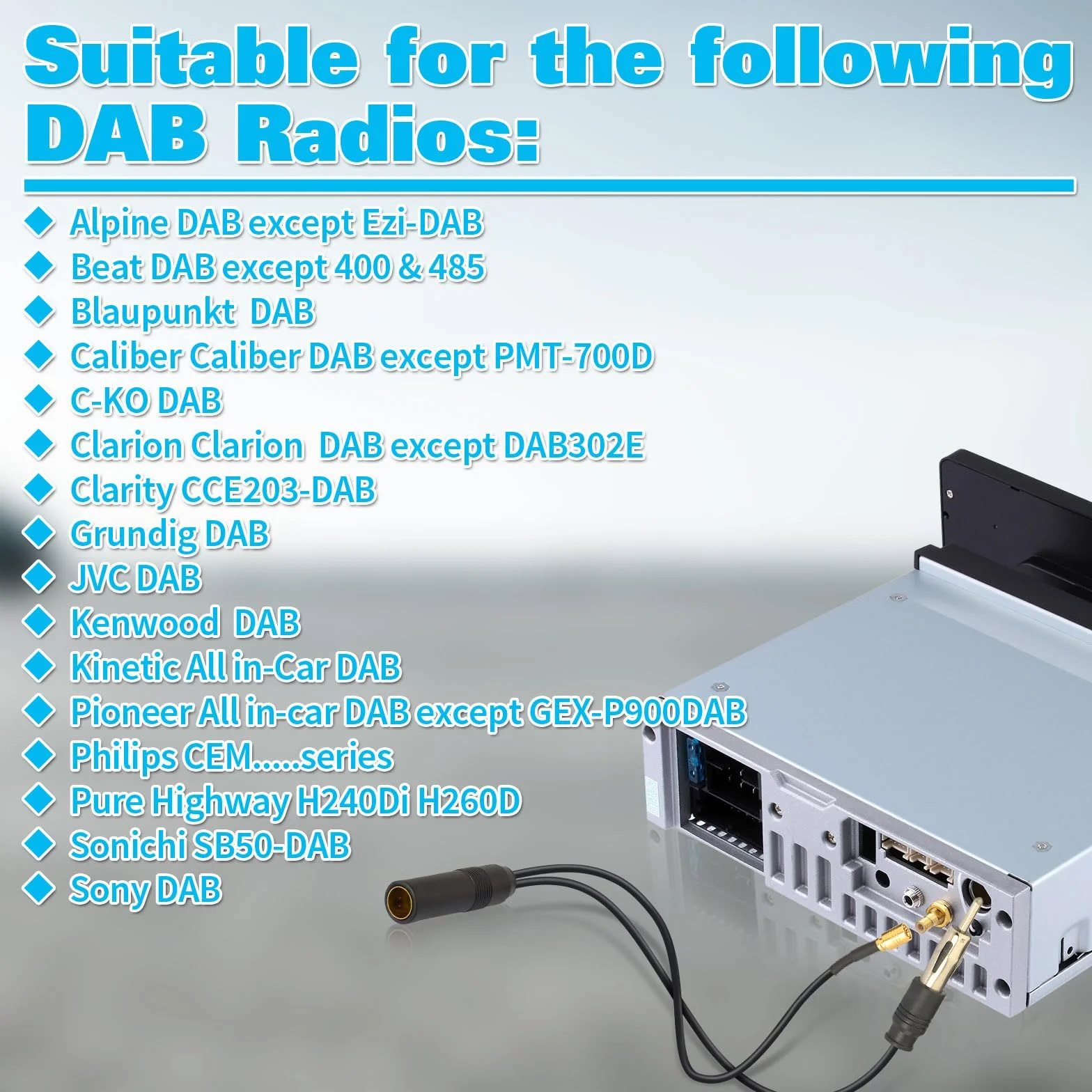 Eightwood Rozdzielacz DAB antenowy SMB RG174 30 cm do AM/FM DAB+ Radio Pioneer Clarion Alpine