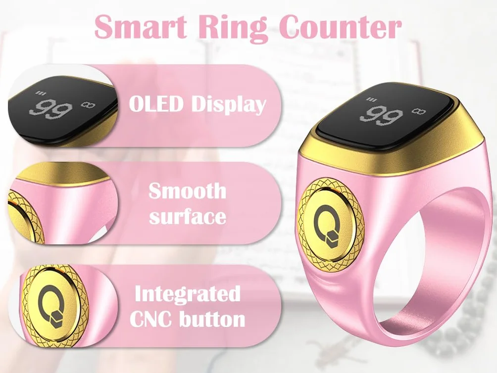 Anlising Tasbih licznik Smart Ring, cyfrowy elektroniczny licznik kółek, muzułmański licznik Tasbeeh Smart Counter, inteligentny licznik pierścieni Tasbih, islamski licznik pierścieni, Tasbeeh Smart