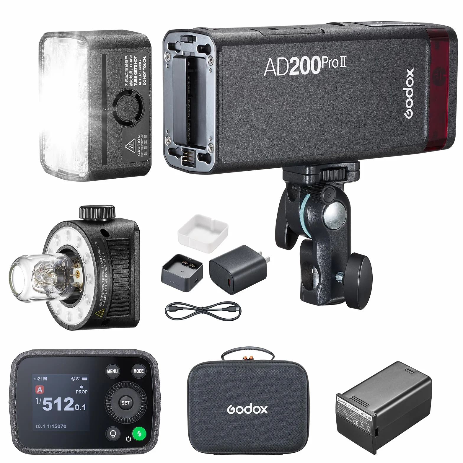 GODOX AD200ProII – zaktualizowana kieszonkowa lampa błyskowa 200 W, 2,4 G, 1/512 przy pełnej mocy, 10-stopniowa regulacja mocy, tryb stały temperatura barwowa ± 100 K