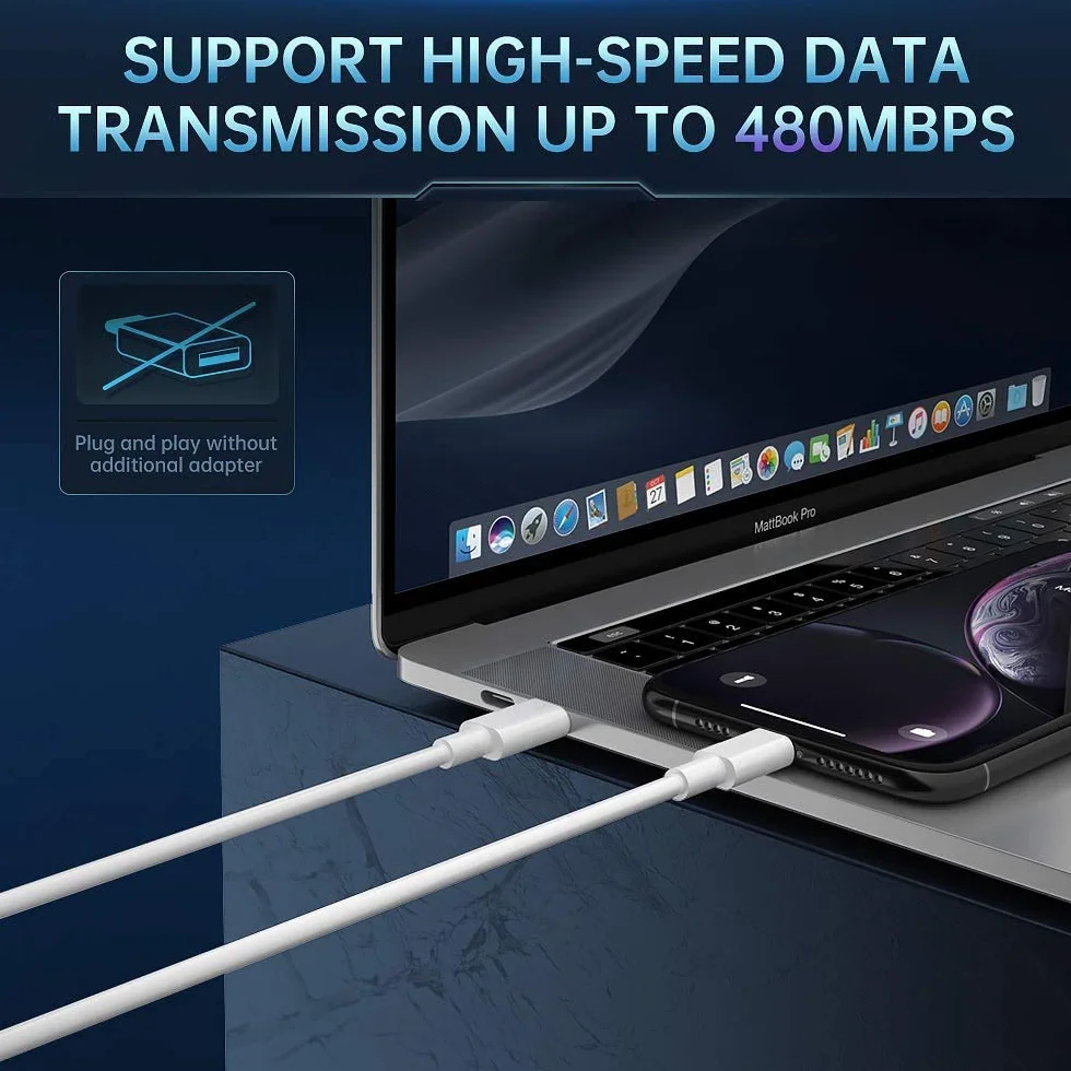 GlobaLink Szybka Ładowarka do iPhone'a 20 W, 2 Porty USB-C, Kabel 2 m USB-C na Lightning (Certyfikat MFi) Kompatybilna z iPhone 13/13 Pro/13 Pro Max/13 Mini/12/12 Pro Max/11/X