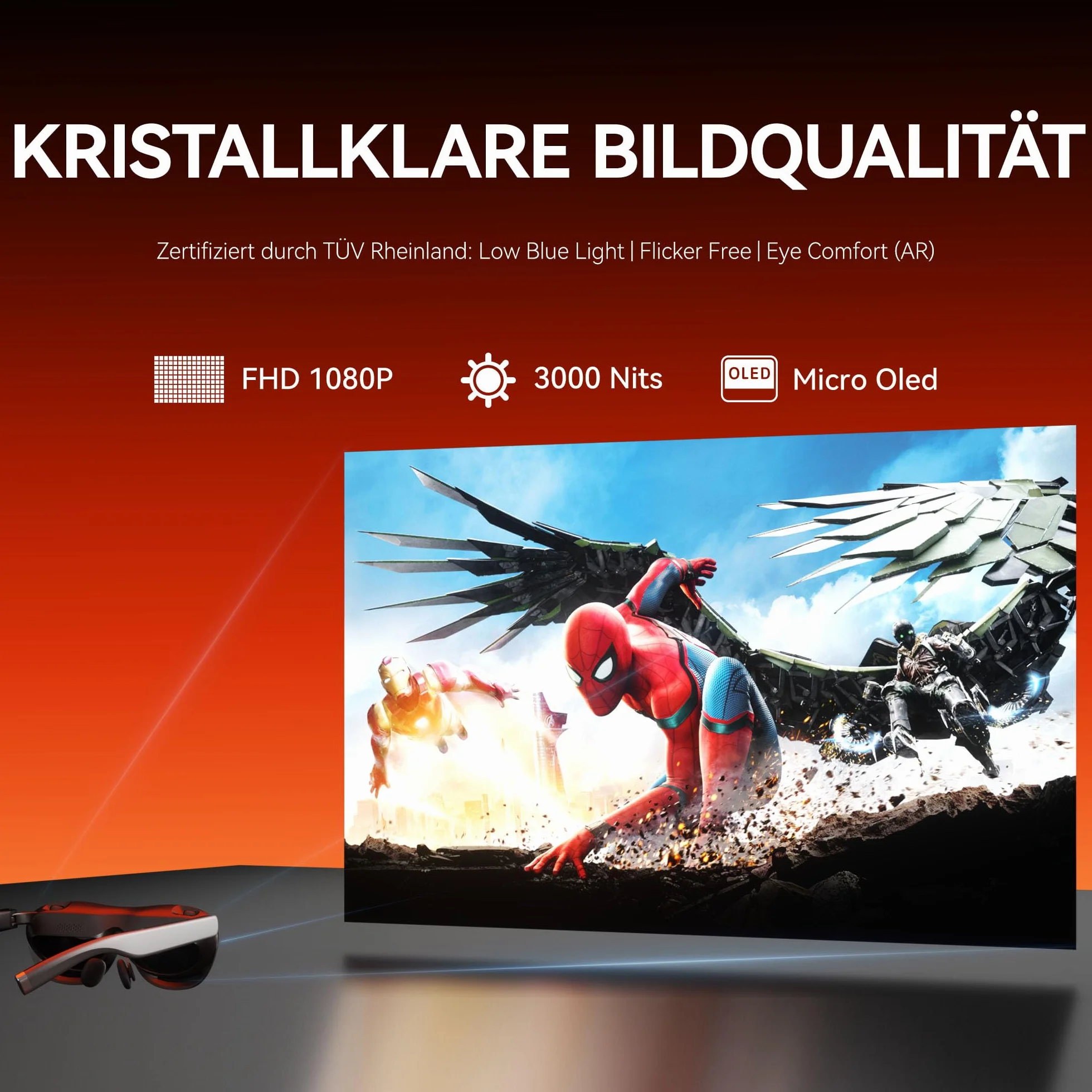 Rokid Max 2 okulary AR czarne, 215-calowy ekran Micro-OLED, ustawienie krótkowzroczności (0-600D), 120 Hz, 50° FOV i 600 nitów jasność, kompatybilne z systemem Android i PC/ROG/Steam