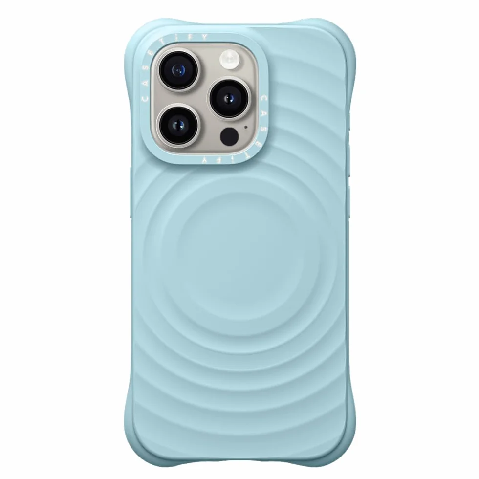 CASETiFY Etui do iPhone'a 15 Pro - Ripple kompatybilne z MagSafe Sky Blue | Silikon | teksturowane fale, 2 m, 2 x ochrona przed upadkiem klasy wojskowej, błękitny