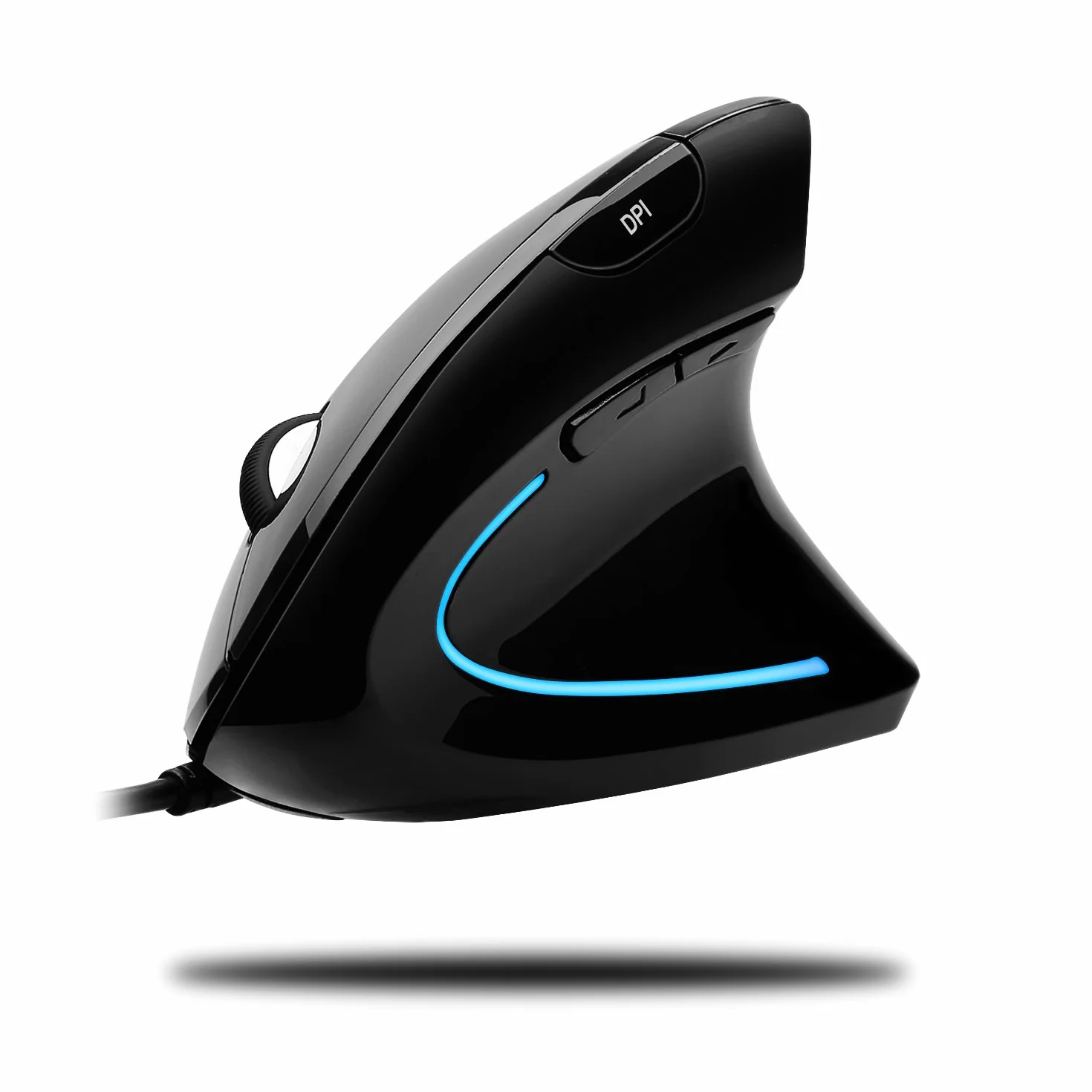 Adesso iMouseE1 - pionowa ergonomiczna podświetlana optyczna mysz USB z 6 przyciskami - orientacja praworęczna, DPI 1600/1000, 6 przycisków, do laptopa/PC/komputera stacjonarnego/notebooka/MAC - czarna