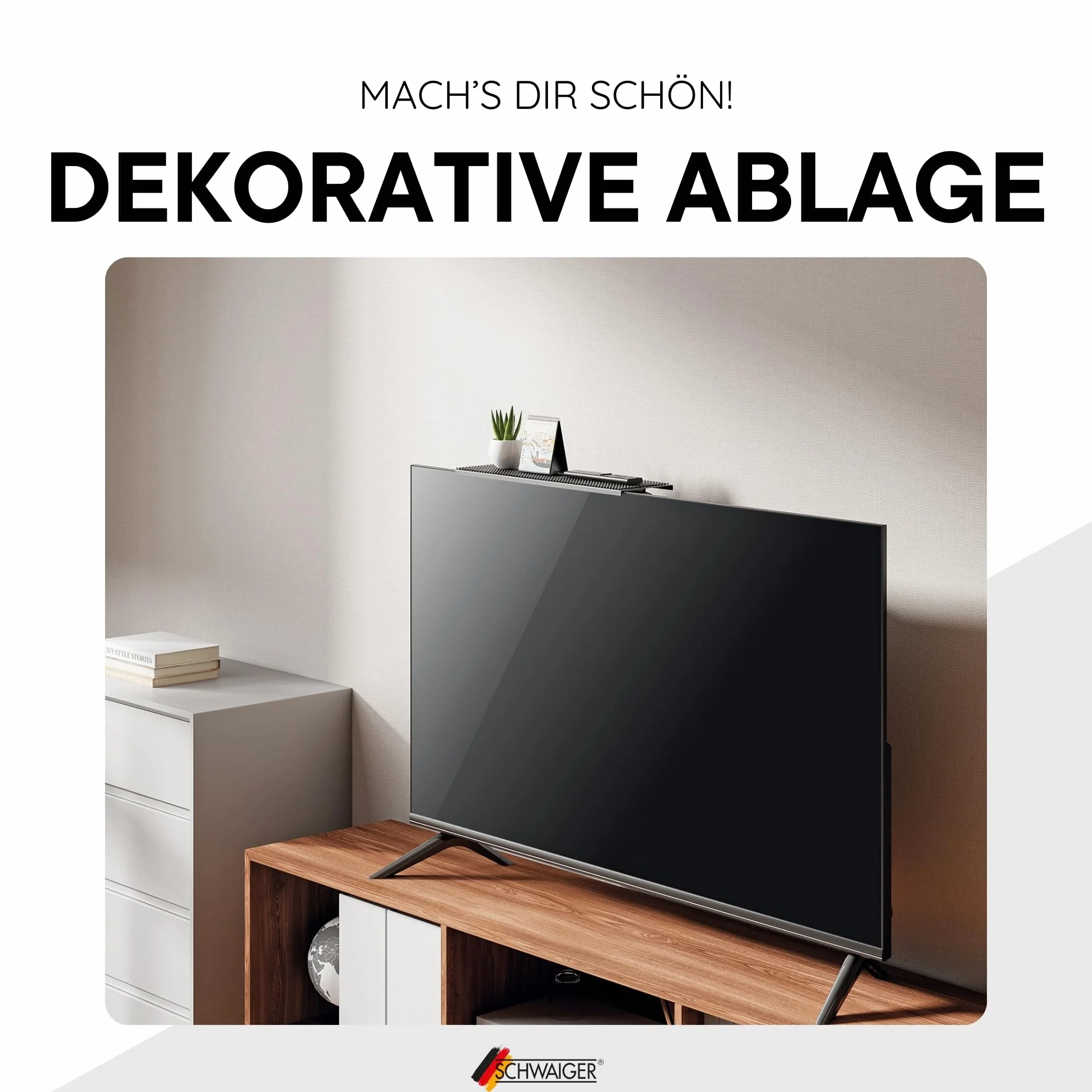 SCHWAIGER 661804 regał pod telewizor stojak na monitory regał na monitory regał multimedialny półka TV nakładka na telewizor uchwyt na głośniki uchwyt reciever 18 cali
