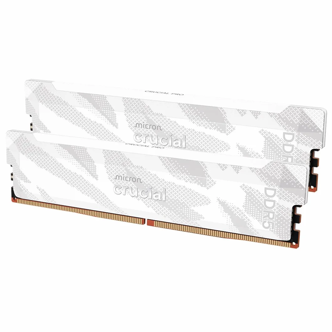 Crucial Pro DDR5 RAM 32 GB Kit (2 x 16 GB), 6400 MHz CL32, pamięć do gier pulpitowych, kompatybilna z Intel XMP 3.0 i AMD Expo, biały - CP2K16G64C32U5W