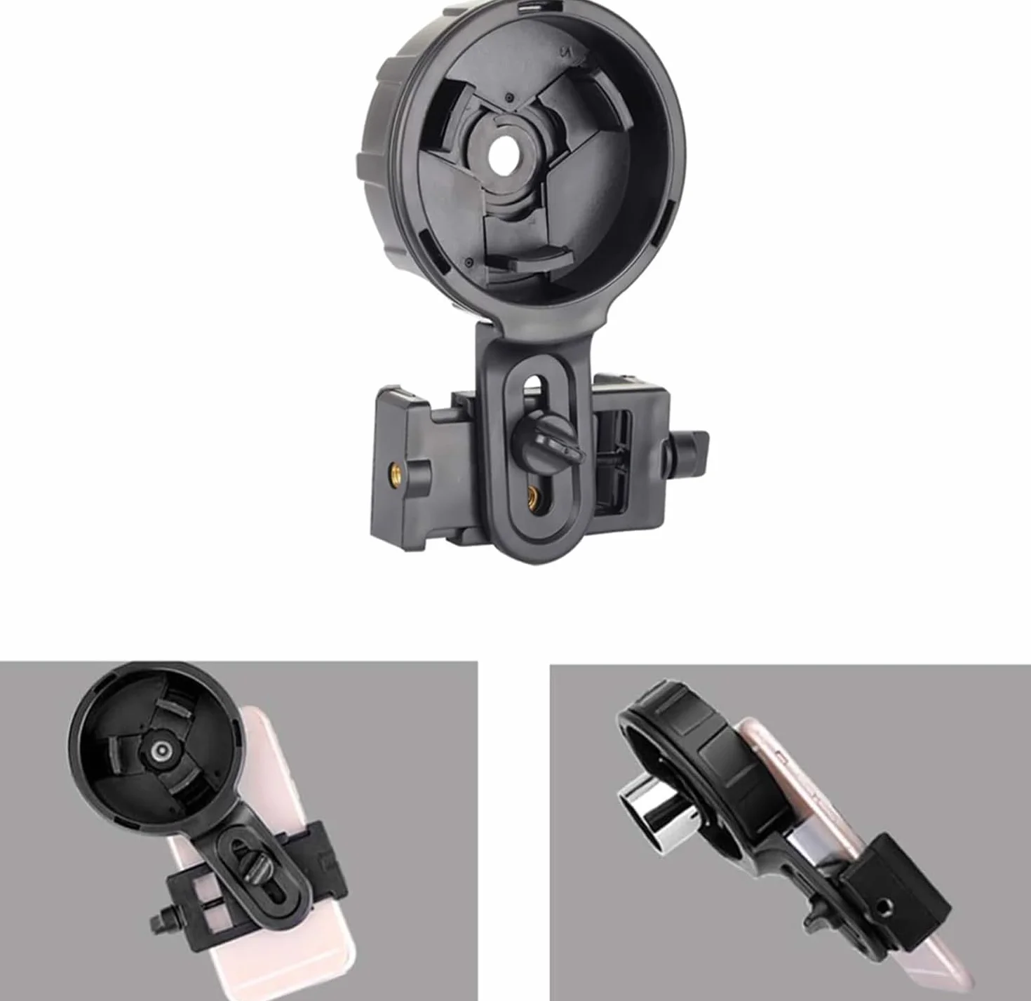 Gosky Adapter do telefonu teleskopowego, szybkie wyrównanie, mocowanie adaptera do telefonu komórkowego, kompatybilny z lunetką, lunetką, pasuje do prawie wszystkich marek smartfonów (duży typ)
