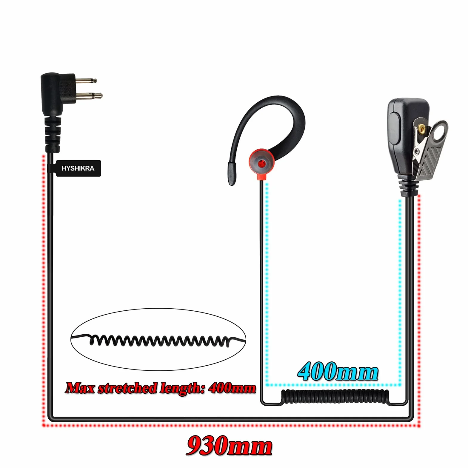 2-pinowy zestaw słuchawkowy z mikrofonem PTT do walkie-talkie | Kompatybilny z Motorola GP300 DP1400, CP040, CLS1410