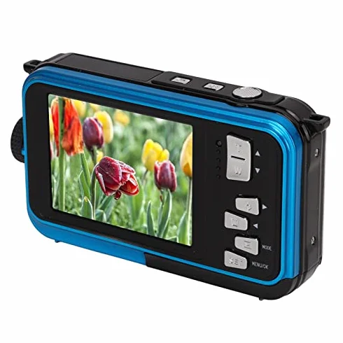Aparat Cyfrowy, Podwójny Ekran Full HD 2.7K 48MP Wodoodporny Aparat Cyfrowy, 16-krotny Zoom Cyfrowy Przód Tył Podwójne Ekrany Wodoodporny Aparat Cyfrowy, dla Przyjaciół