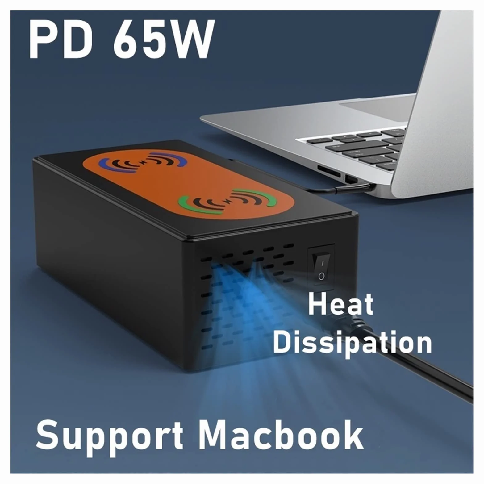 150W Multi USB Bezprzewodowa ładowarka 4 Port USB Stacja ładująca Organizator QC 3.0 Szybka stacja dokująca do telefonu komórkowego, tabletu i innych Bezpieczna ładowarka(Nero)