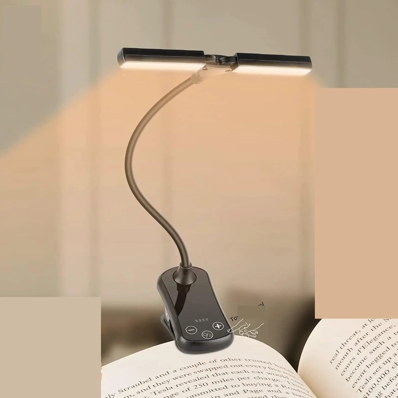 Lampka do czytania USB LED ładowalna lampka do czytania klips regulowana elastyczna lampka nocna do nauki czytania biuro lampka nocna 1 szt., SAGESWA, biała