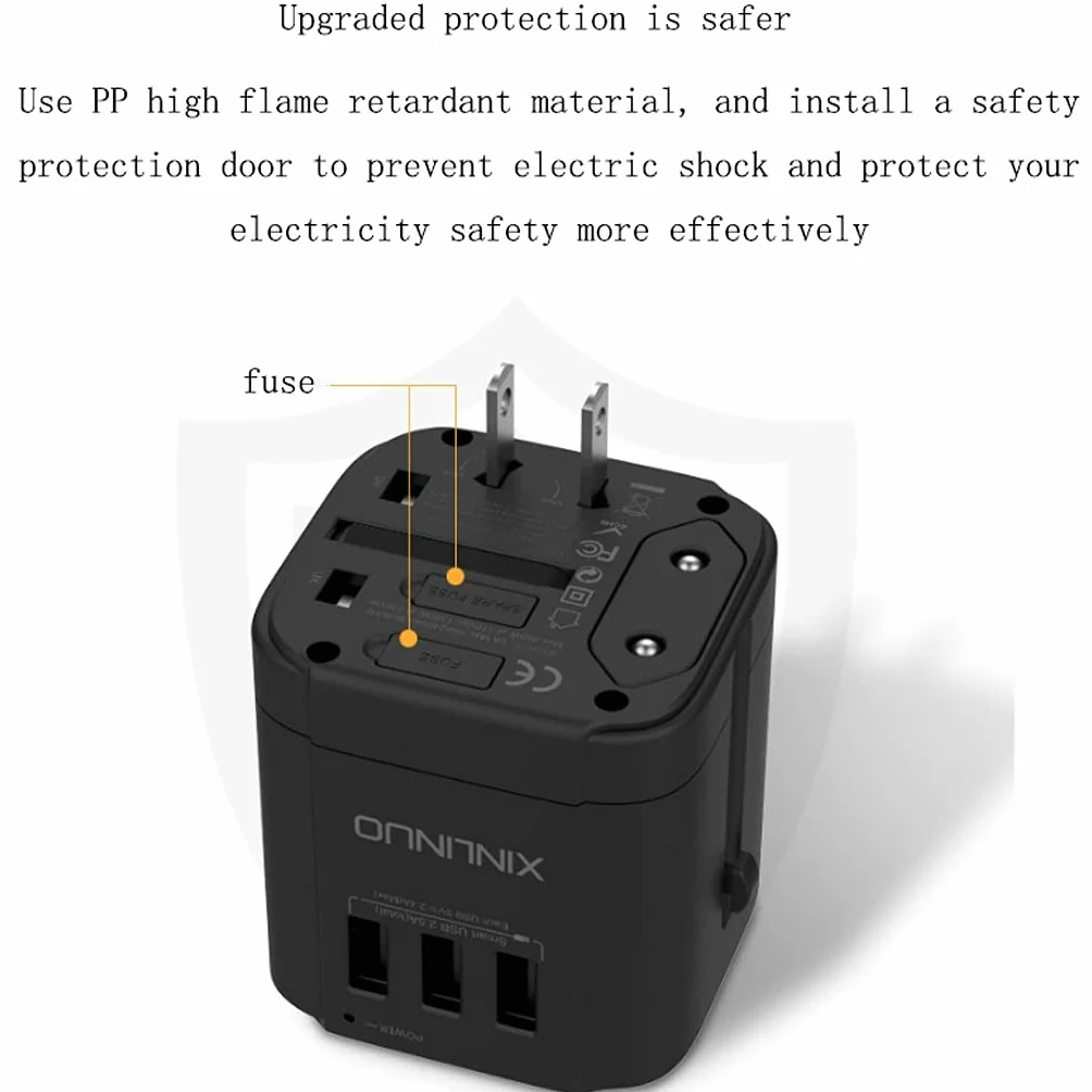 International Plug Converter, Adapter Plug Travel dla podróży na całym świecie, z 3 Usb. Ports Travel Portable International Socket Converter (Color : 3USB)