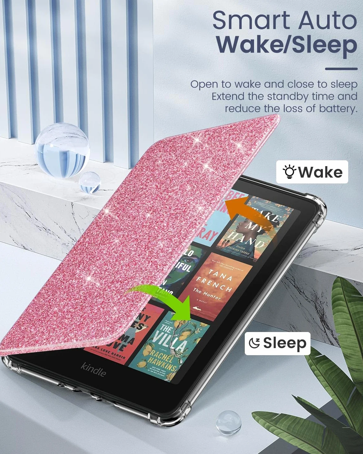 MoKo Case for All-New 7" E-Reader, Ultra Clear Soft Flexible Transparent TPU Back Cover Light Shell with Auto Wake/Sleep, Not fit BOOX & Kobo, Shiny Pink