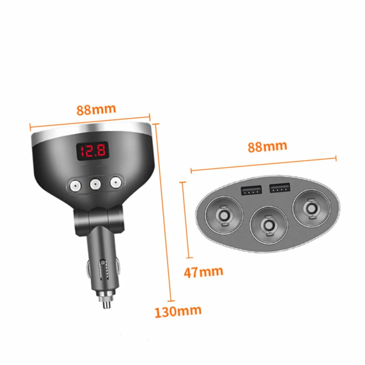 PACKOVE 3kawałki Adapter Samochodowy Gniazdowy z Podwójnym Usb i Wyświetlaczem Napięcia Ładowarka Do Gniazda Zapalniczki Szybkie Ładowanie Dla Telefonów Komórkowych i Czarny