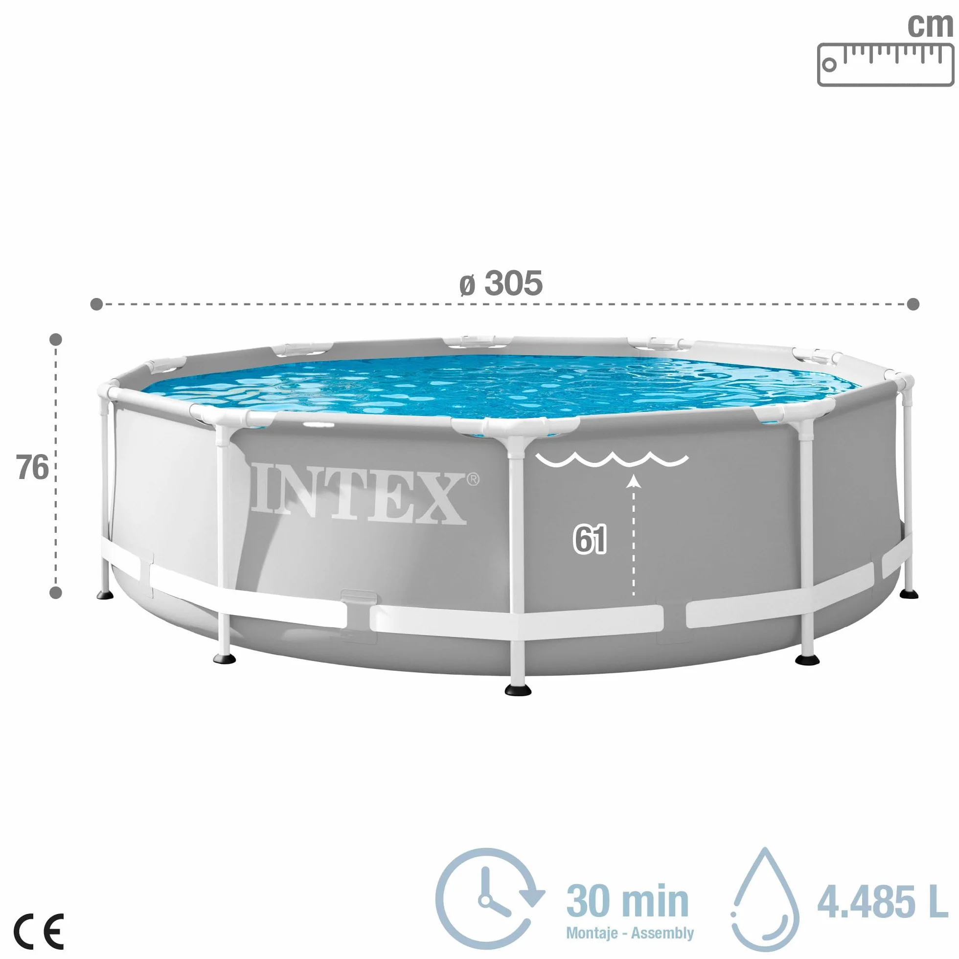 Intex Premium Basen Ogrodowy 305 x 76 cm Szary