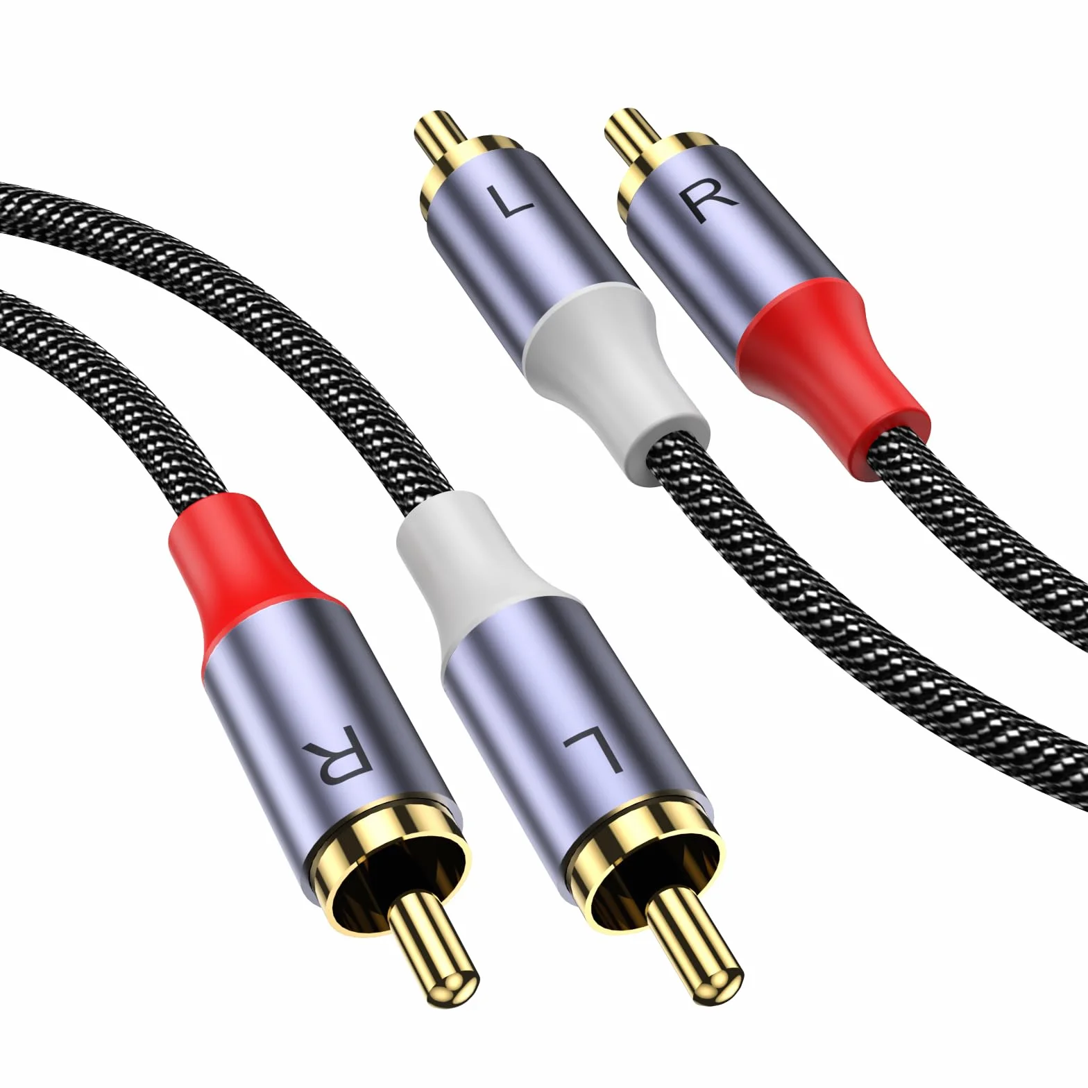 MOSWAG Kabel stereo RCA 2 męskie na 2 męskie 3 m nylonowy pleciony