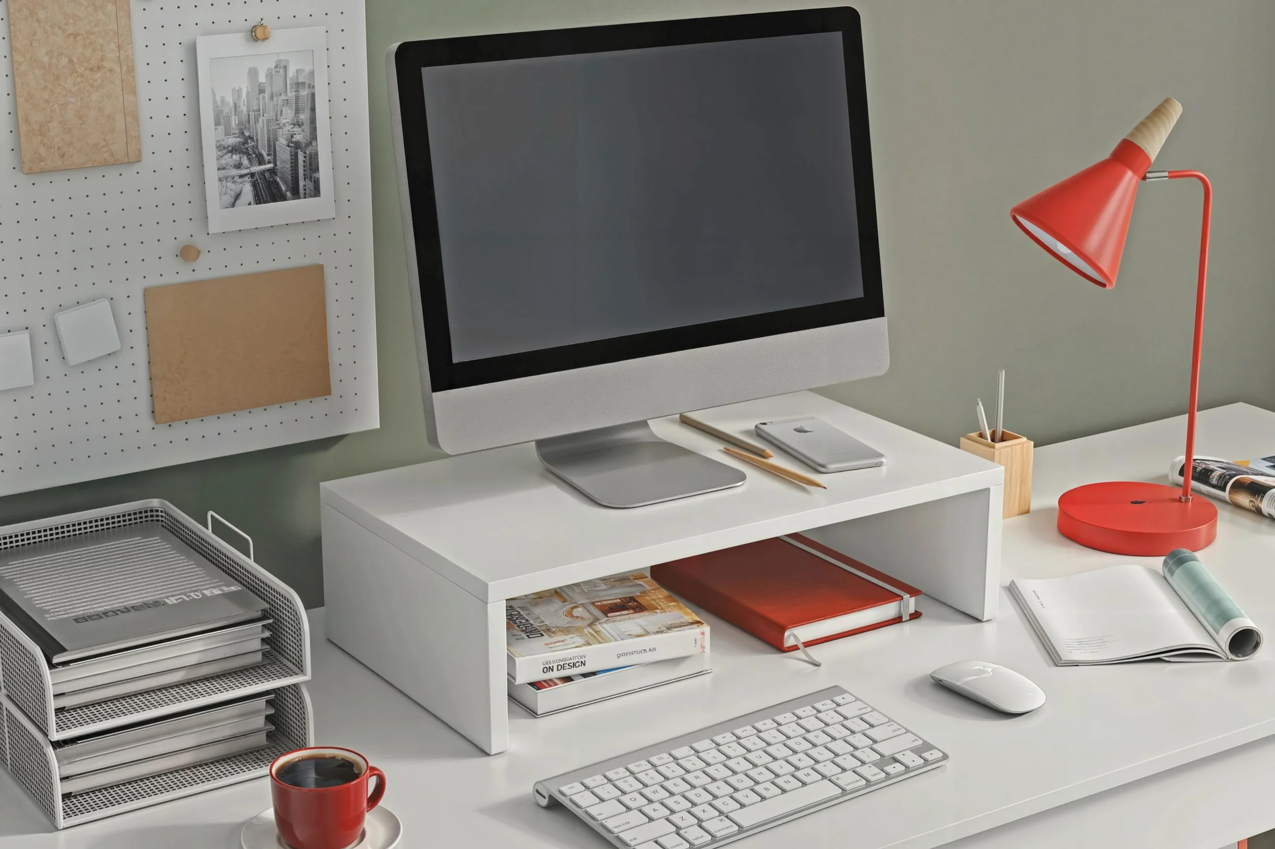 Stojak na monitor, 1 półka, Stojak na laptopa na biurko, Podstawka pod monitor, laptopa, drukarkę z półką, idealny do pracy w domu lub do biura, Biały