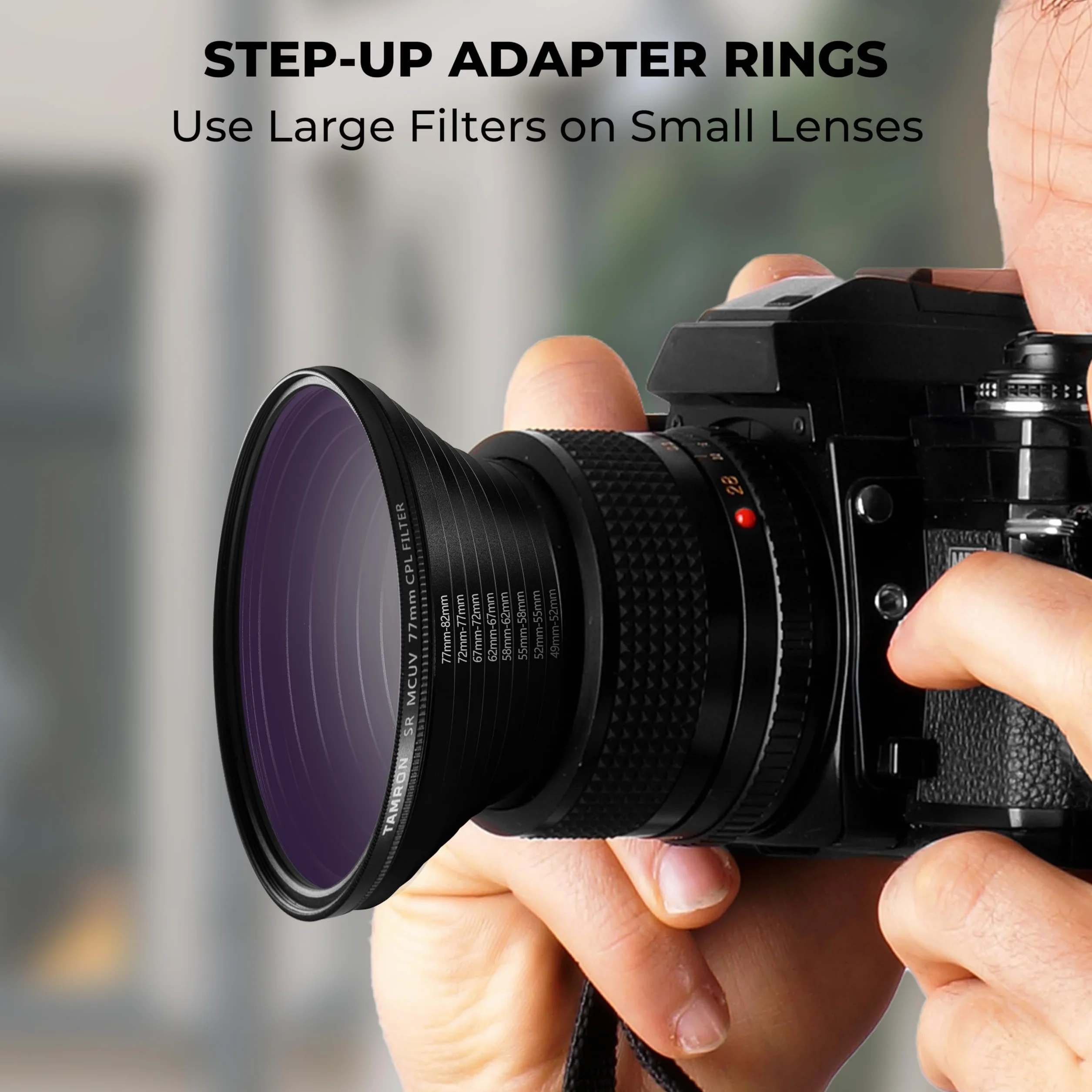 Zestaw 8 Pierścieni Redukcyjnych Step-UP, Adapter Filtra Obiektywu: 49mm 52mm 55mm 58mm 62mm 67mm 72mm 77mm 82mm.