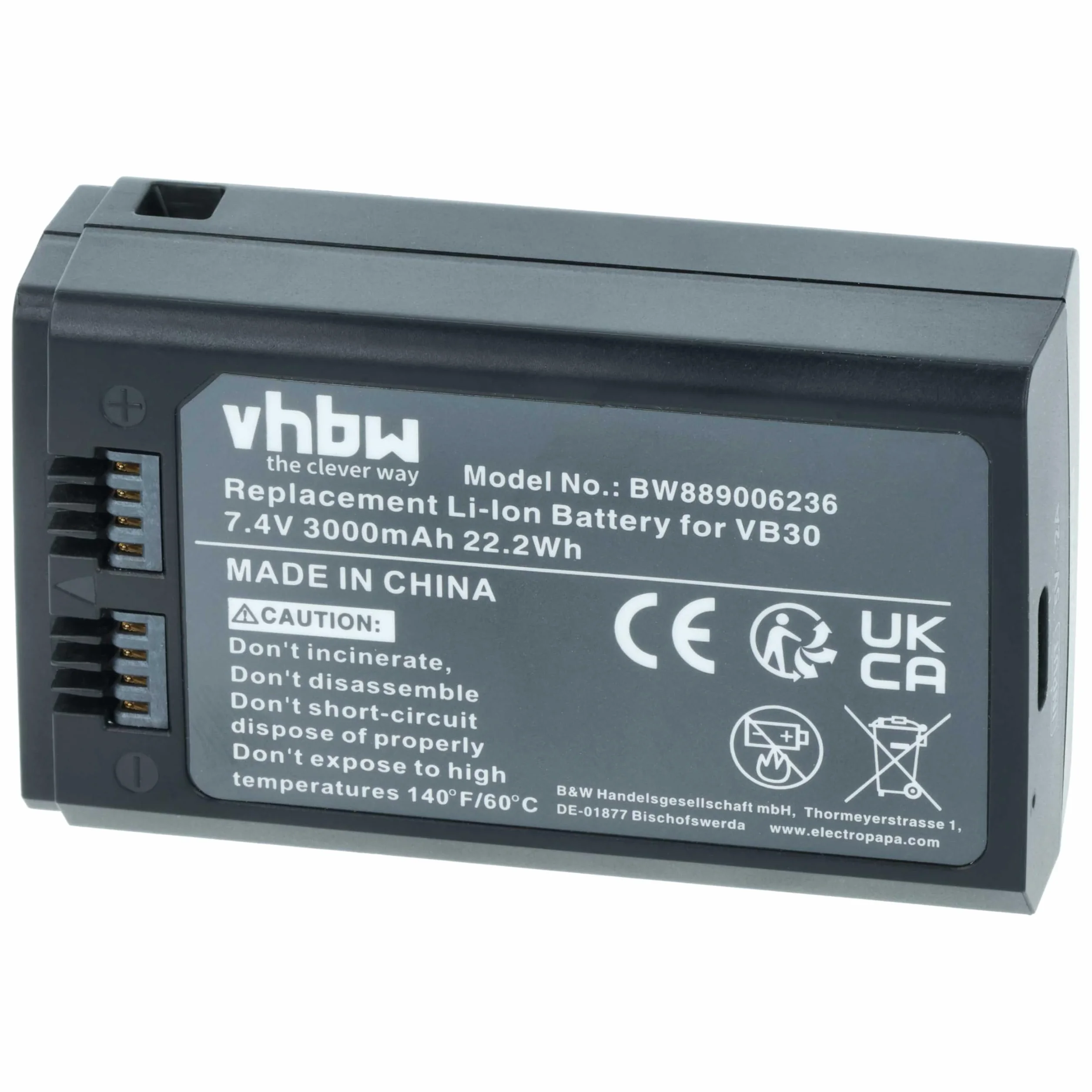 vhbw 2 x akumulator kompatybilny z Godox V1PRO-N, V1PRO-O, V1PRO-C, V1PRO-F, V1PRO lampa błyskowa do aparatu (3000 mAh, 7,4 V, Li-ION)