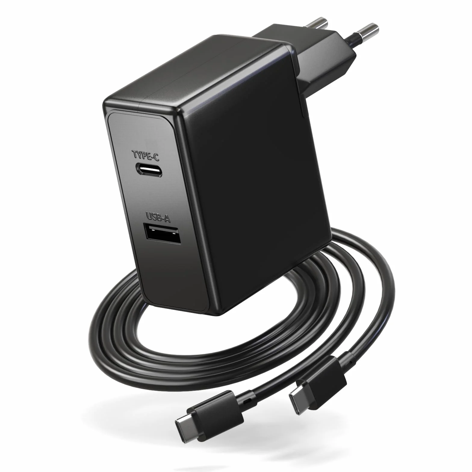 Zolt 65 W USB C zasilacz laptop ładowarka do Lenovo Thinkpad Yoga HP Spectre Dell XPS Acer Asus Chromebook Samsung MacBook Pro/Air, 5 V 2 A port USB i USB-C kabel do ładowania, maks. 75 W