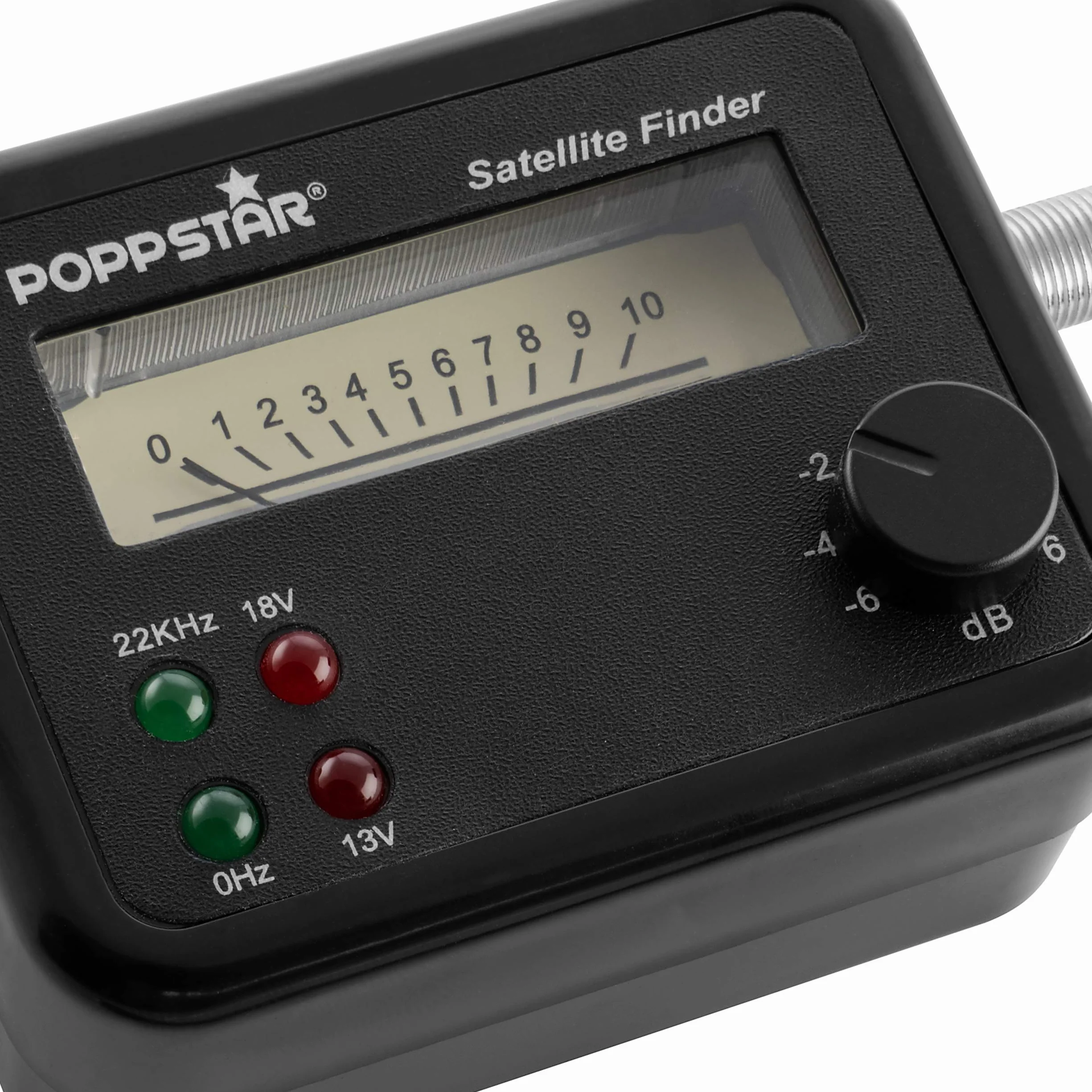 Poppstar miernik sygnału satelitarnego (analogowy sat finder do optymalnego ustawienia anteny) z kablem przyłączeniowym 19,5 cm
