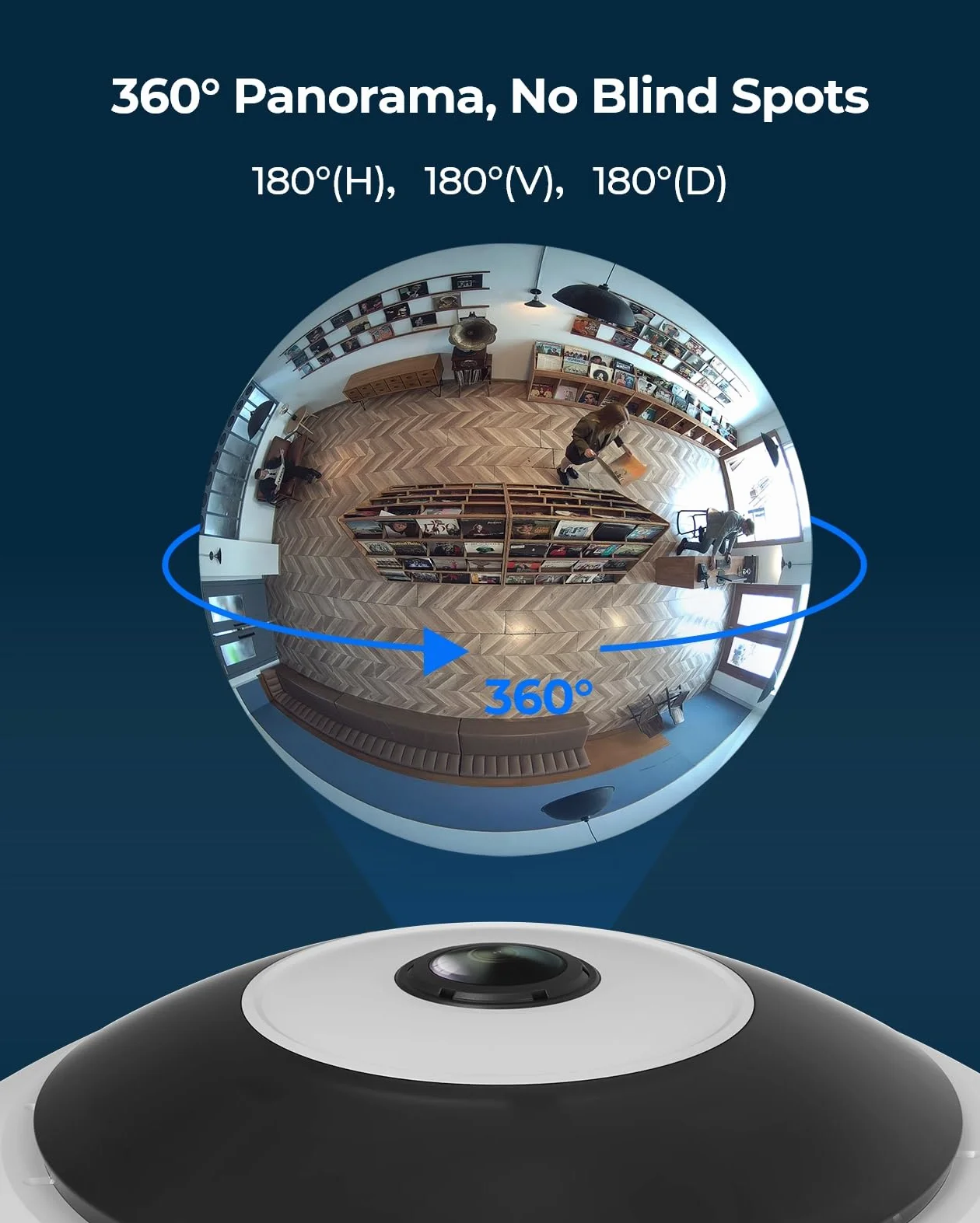 Reolink 6MP 360° Panorama Fisheye Camera, 2.4/5GHz Wi-Fi kamera Bezpieczeństwa Wewnątrz, Ochrona Domu/biura, Detekcja Ruchu, Korekcja Zniekształceń, Dźwięk Dwukierunkowy, IR Night Vision, FE-W (Biały)
