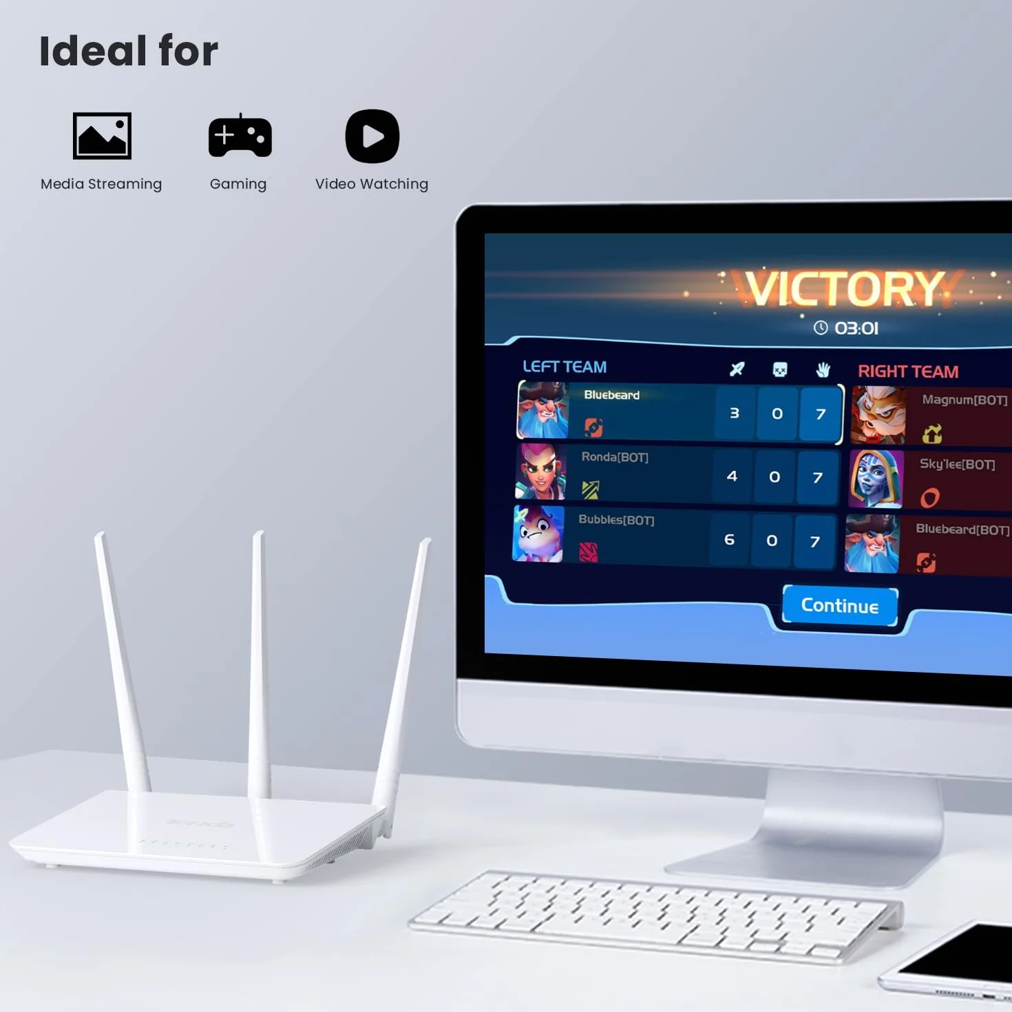 Tenda F3 Router Bezprzewodowy Fast Ethernet, 300Mbps, 2.4GHz, Bianco