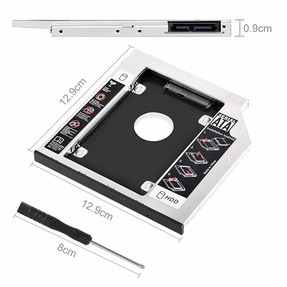 Rama dysku SSD/HDD 9,5 mm SATA 2nd HDD do ASUS ACER HP Dell Benq Sony