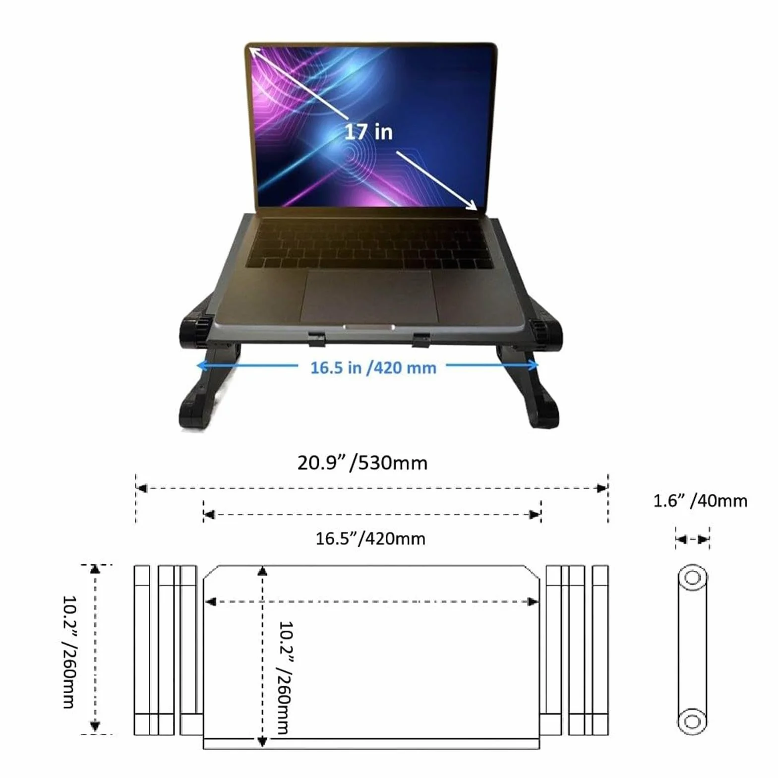 Składane biurko na laptopa do łóżka, przenośny stolik na laptopa z podkładką pod mysz i klipsem, regulowany stojak na laptopa do domowego biura, nauki, gier, oszczędność miejsca