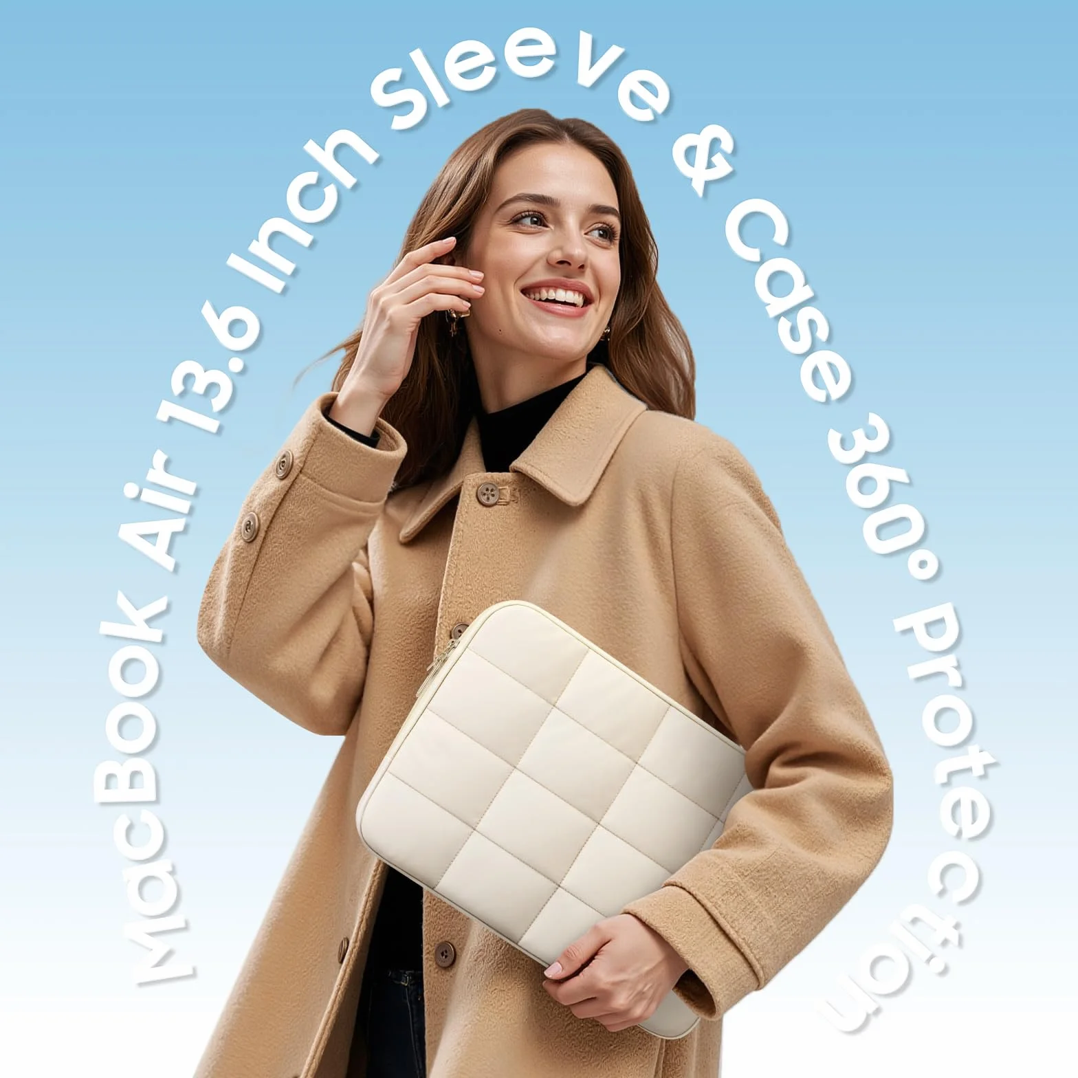 Fintie Pokrowiec kompatybilny z MacBook Air 13,6 cala M4 M3 M2 (2025-2022) A3240 A3113 A2681, ultracienka twarda osłona ochronna i torba na laptopa dla MacBook Air 13,6 cala M2 M3 M4 Chip, (Beżowy)