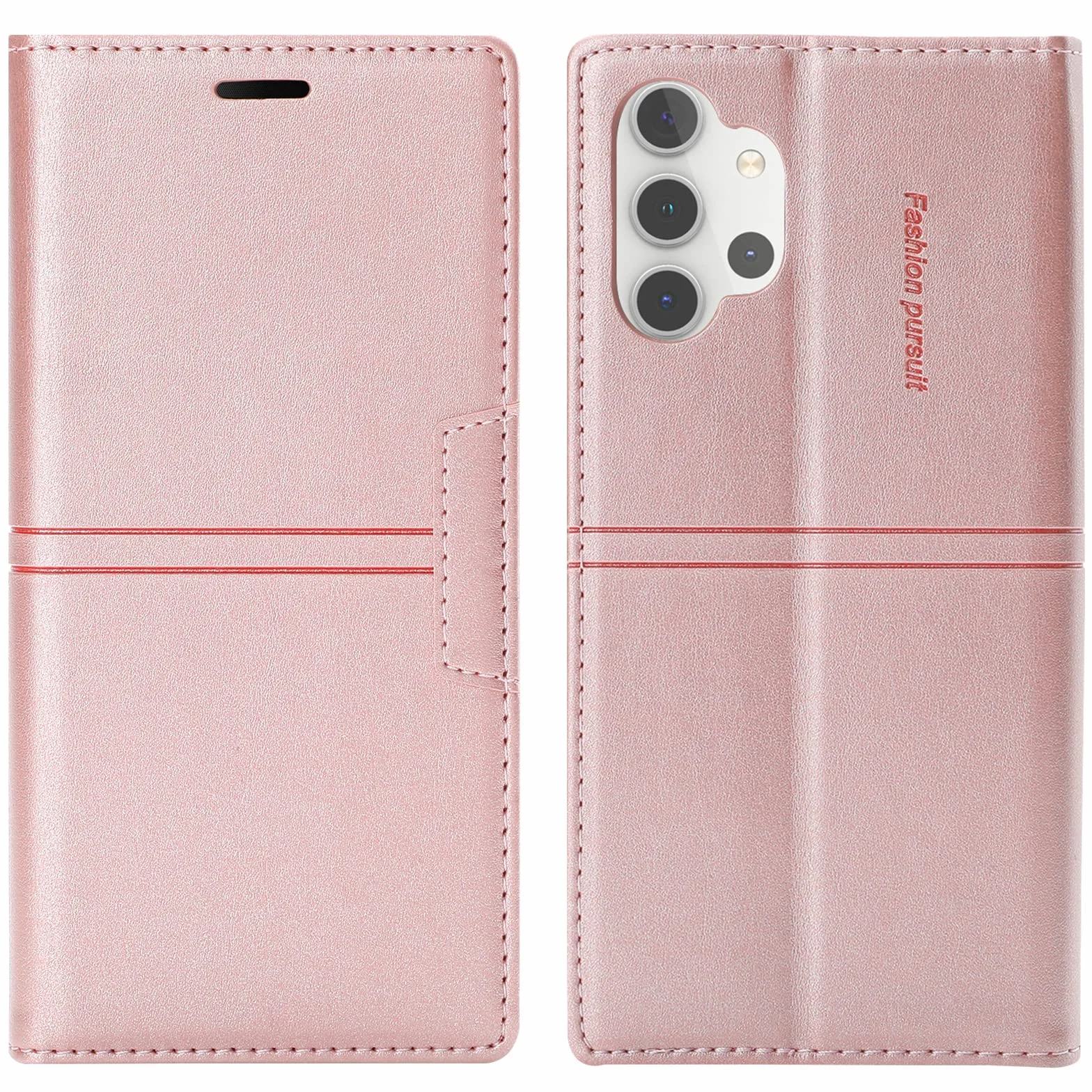 Etui Samsung Galaxy A32 4G,Wysokiej jakości skóra z [wsparciem/funkcjami] [przegrodą na karty/saszetką na pieniądze] Etui ochronne Składane etui(Różowy)