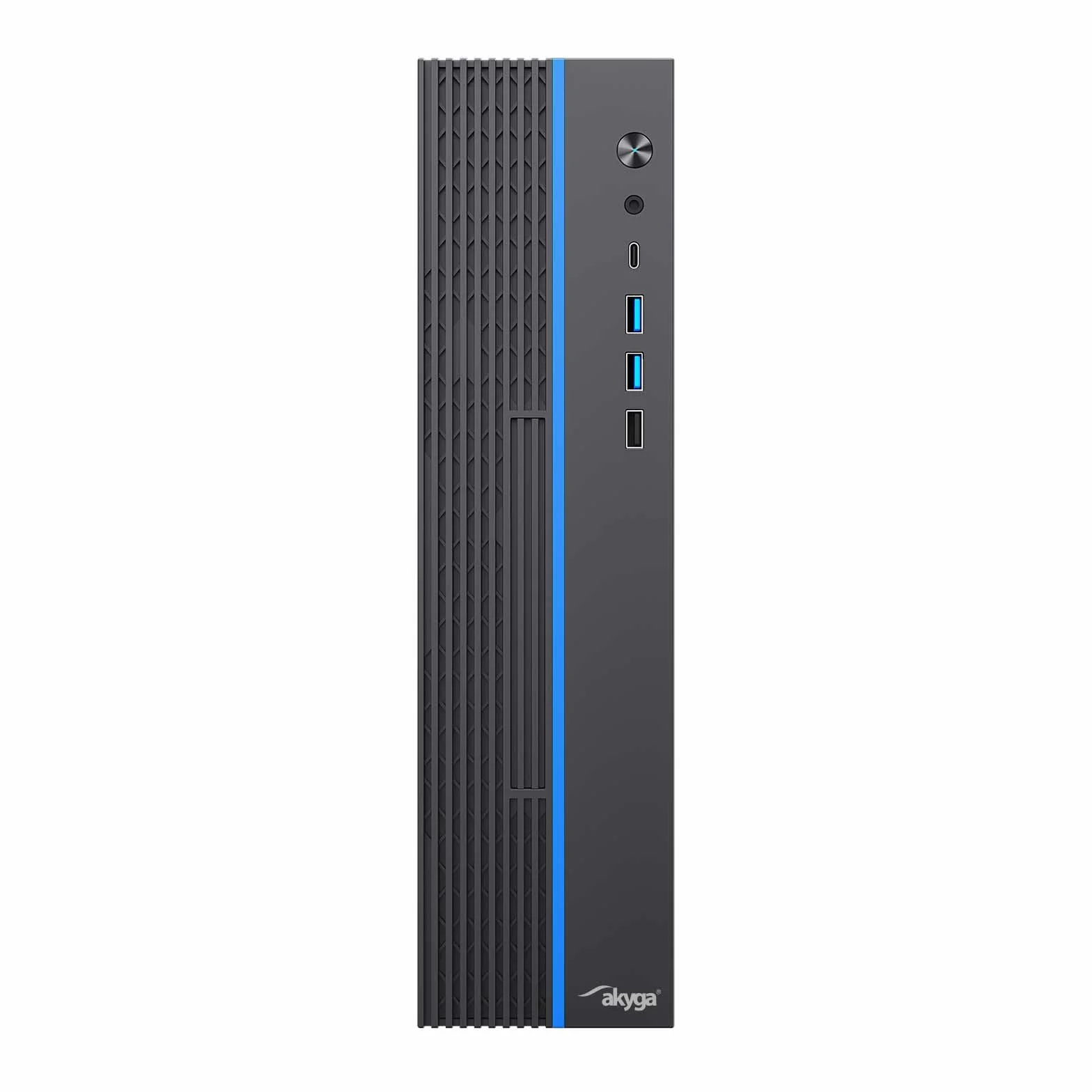 Akyga Obudowa Komputerowa SFF AK-302-01BL do Media Center Mini PC Micro ATX Mini ITX, USB-C + 2X USB 3.0 + USB 2.0, CTIA, Kensington, czarna, bez PSU