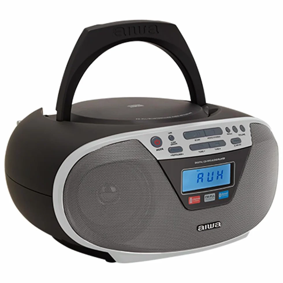 Aiwa BBTU-400SL: przenośne radio CD z Bluetooth i USB, kolorowy wyświetlacz, RDS, FM PLL, funkcja budzika, kolor: srebrny