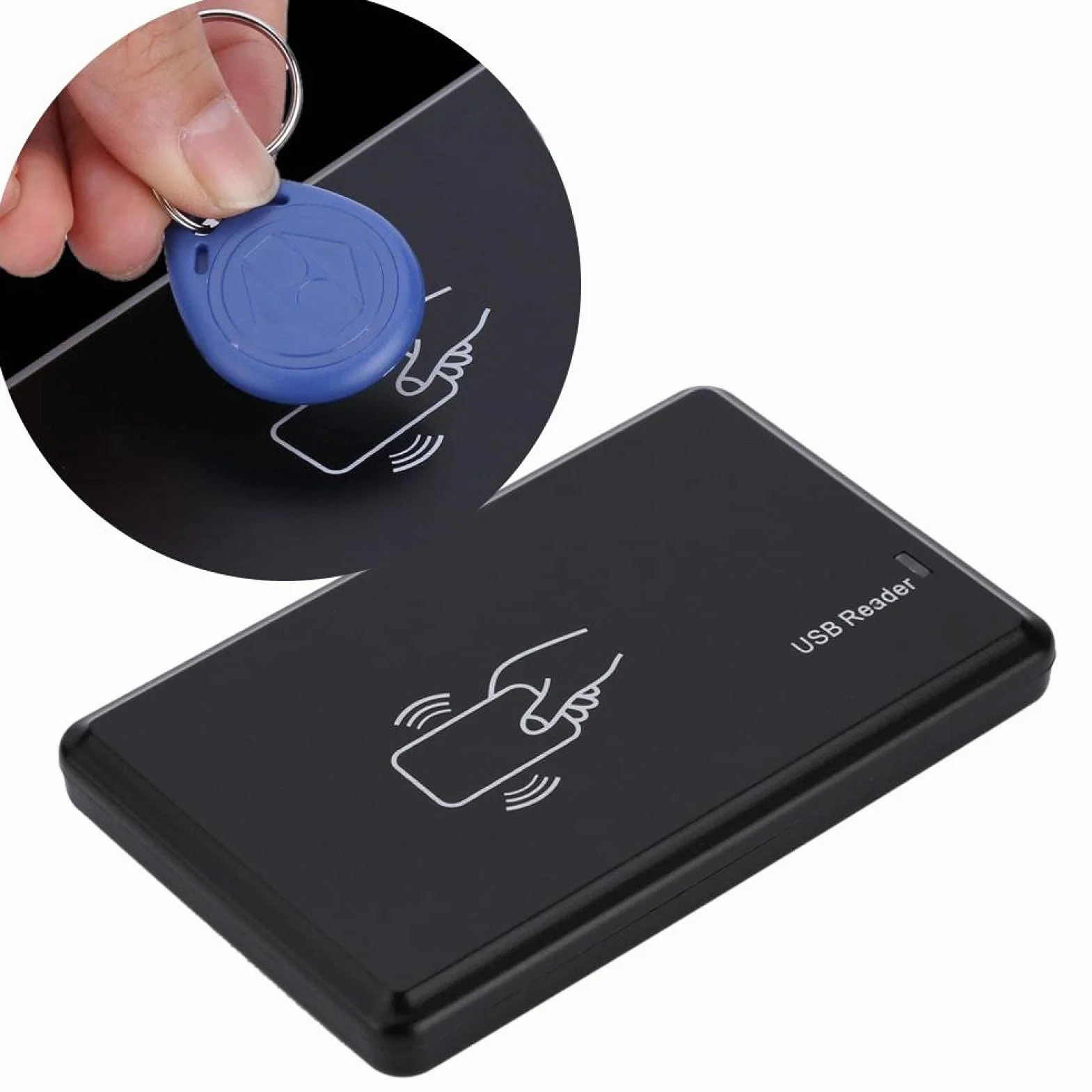 Nikou Czytnik i Zapisywacz kart RFID, Czytnik kart USB, Zapisywacz i Kopiarka kart identyfikacyjnych 125 kHz USB Duplikator kart RFID z 5 szt. breloczkami do kluczy
