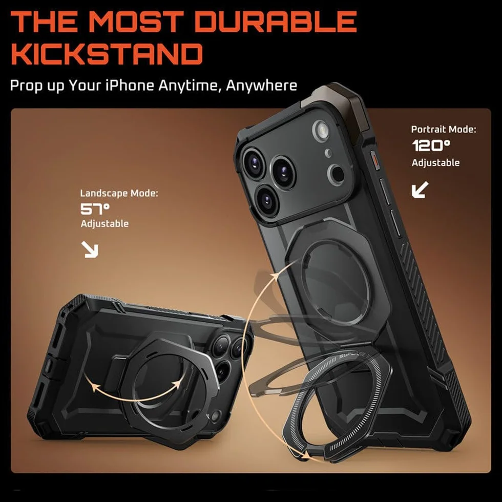 Wytrzymały, magnetyczny uchwyt na telefon do iPhone'a 17 Pro Max 17 Pro z wbudowanym zabezpieczeniem ekranu ze szkła hartowanego, etui odporne na wstrząsy, do ładowania bezprzewodowego, kolor pust