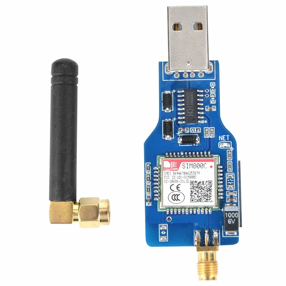 Czterozakresowy, czteroczęstotliwościowy SIM800C-GSM/GPRS 850/900/1800 / 1900MHz Moduł serii USB-GSM DC 5V z funkcją Bluetooth