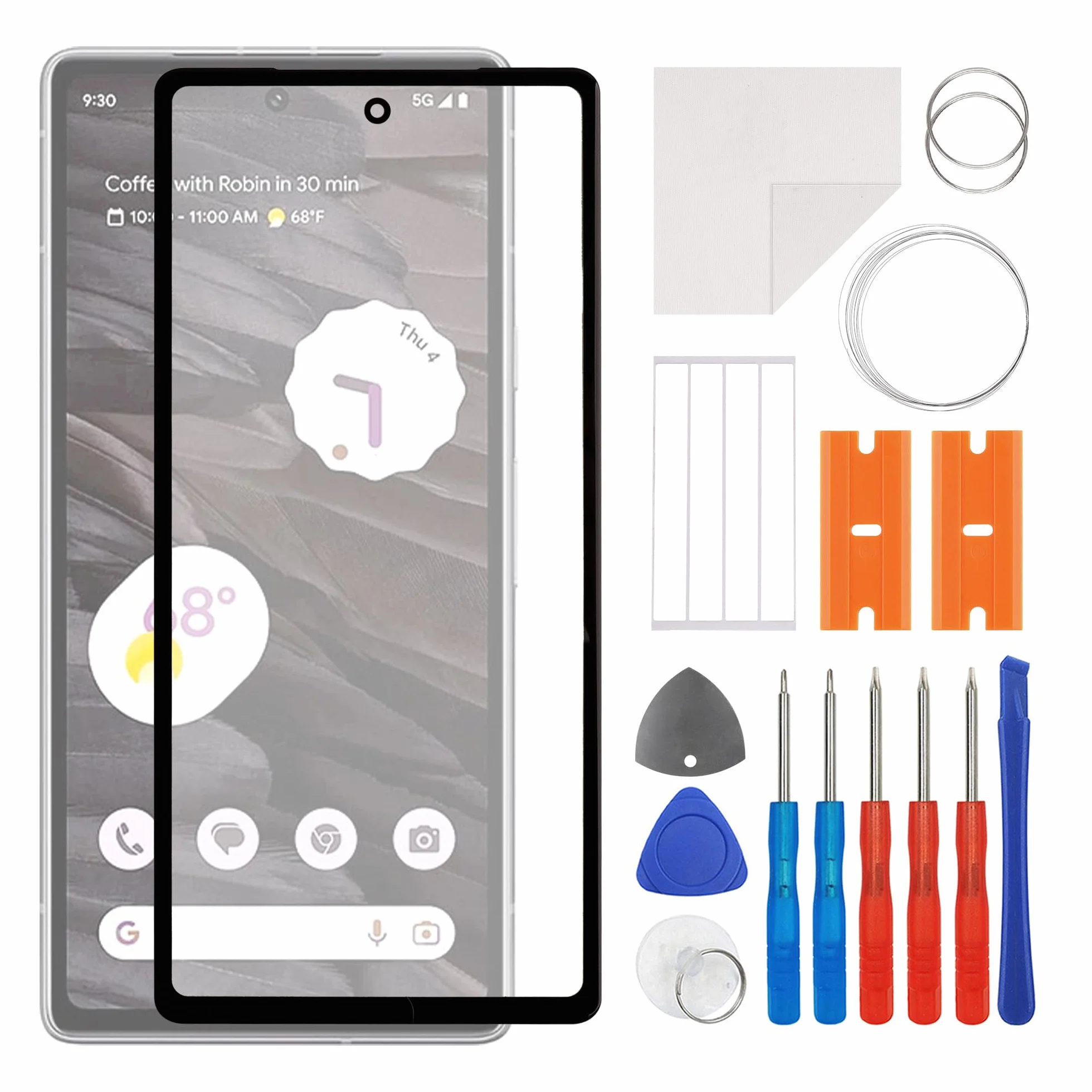 Zestaw naprawczy do szkła przedniego Google Pixel 7a z OCA i narzędziami