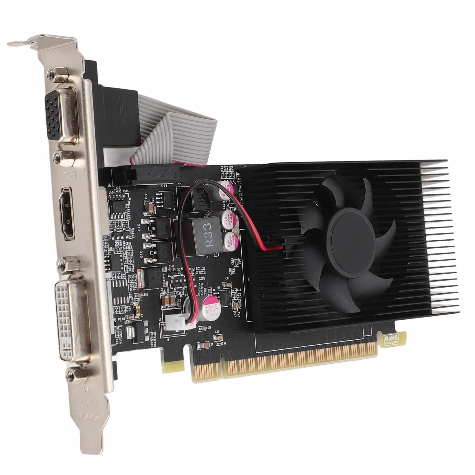 Karta Graficzna PCIe 2.0 16X, GT730 4GB GDDR3-karta Graficzna PCIe z Wentylatorem Chłodzącym, rdzeń Wysokiej Częstotliwości, Idealna do Systemów Windows 10 11 i Linux