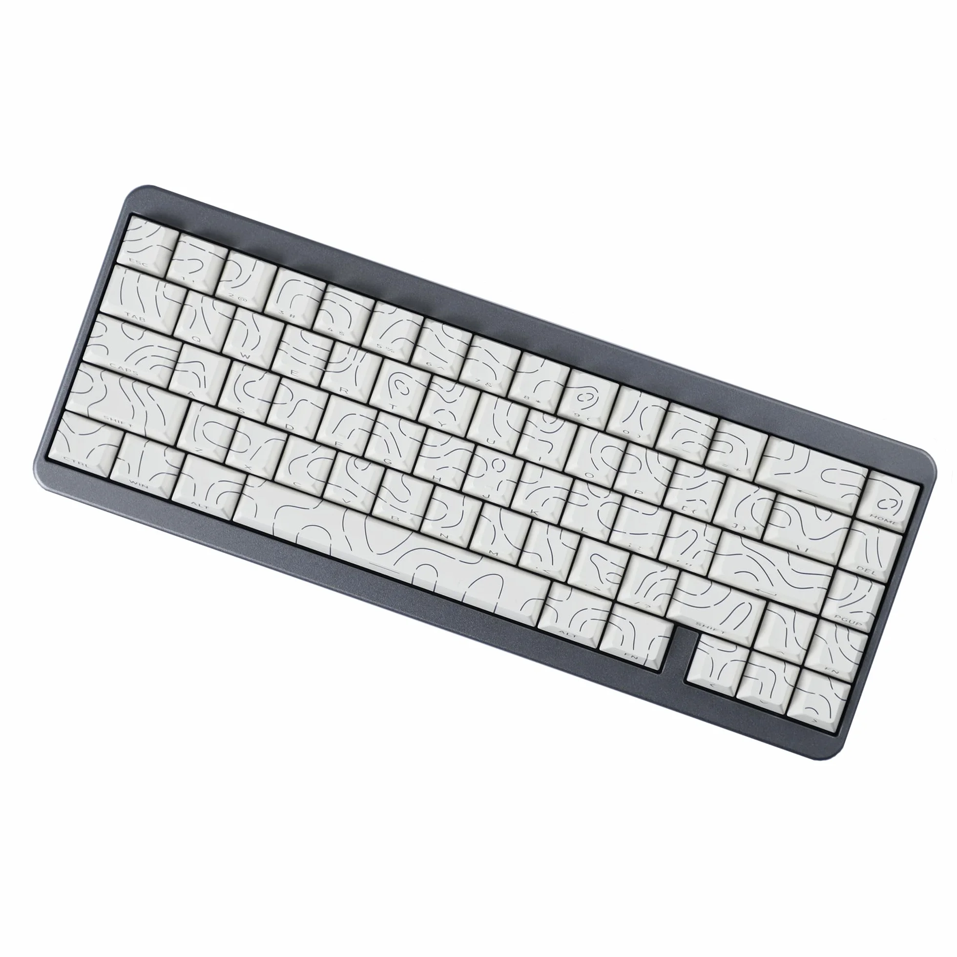 YMDK Contour Line białe nasadki na klawisze, pełny zestaw, 97 klawiszy, podświetlane z boku, świecące przez niestandardową nasadkę klawiszy Cherry Profile PBT+PC Double Shot do klawiatury mechanicznej
