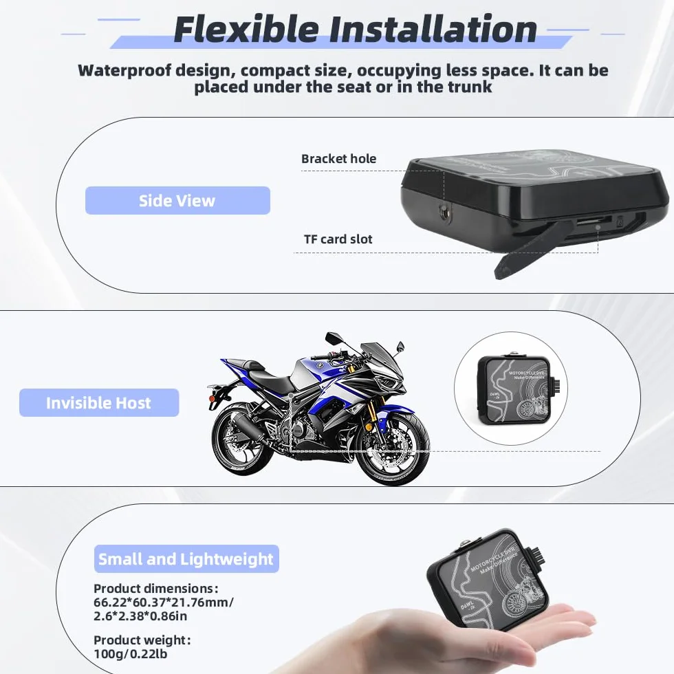 VSYSTO Kamera motocyklowa, kamera motocyklowa, 120° szeroki kąt przedni i tylny aparat motocyklowy, 2K/25 FPS Dashcam motocykl, 5G WiFi wodoodporna kamera sportowa z noktowizorem, czujnik G