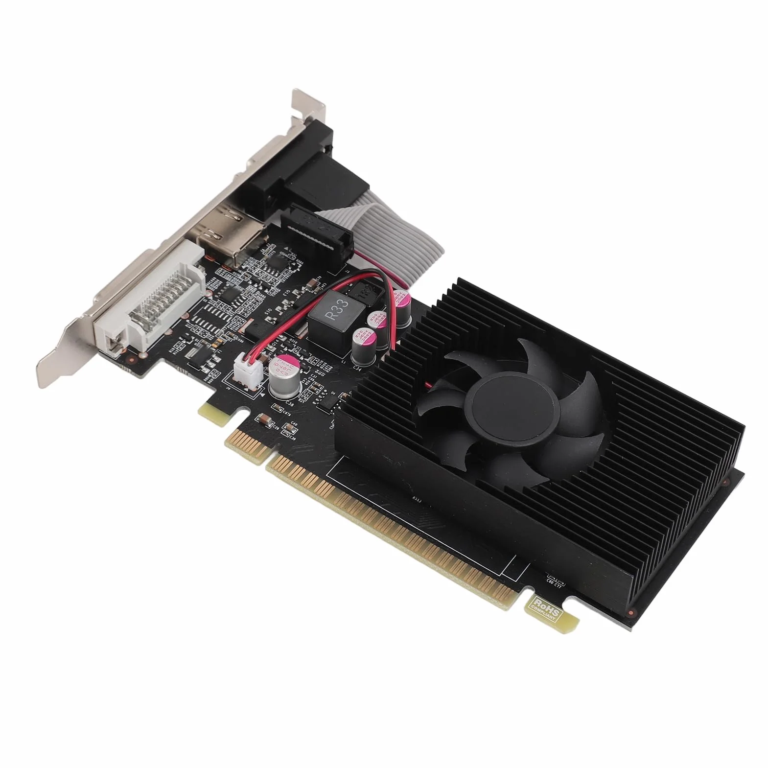 Karta Graficzna PCIe 2.0 16X, GT730 4GB GDDR3-karta Graficzna PCIe z Wentylatorem Chłodzącym, rdzeń Wysokiej Częstotliwości, Idealna do Systemów Windows 10 11 i Linux