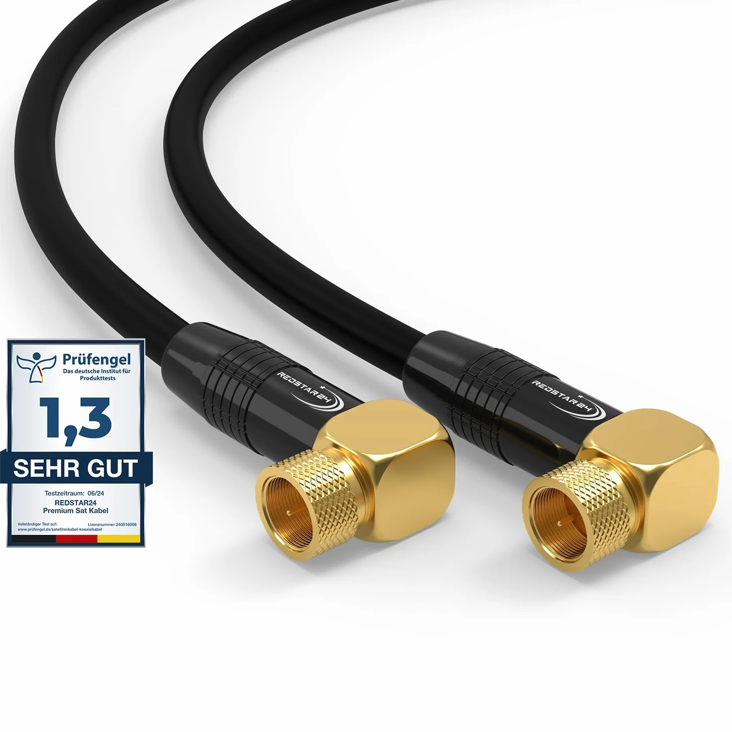 Kabel satelitarny 1 m kabel satelitarny SAT TV kabel antenowy cyfrowy kabel koncentryczny do Internetu 2 x wtyczka F 90° kątowa wtyczka kątowa router modem kabel przyłączeniowy HD 4K UHD DVB-S DVB-S2