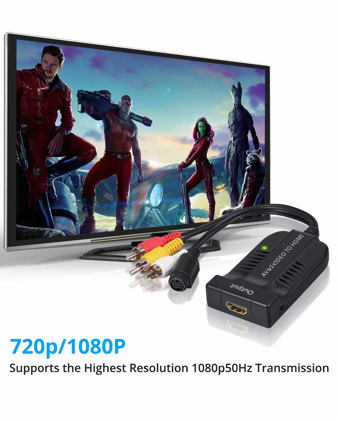 AV CVBS S-Video na HDMI Konwerter kompozytowy 3RCA na HDMI Obsługa 1080P z kablem Micro do HDTV DVD