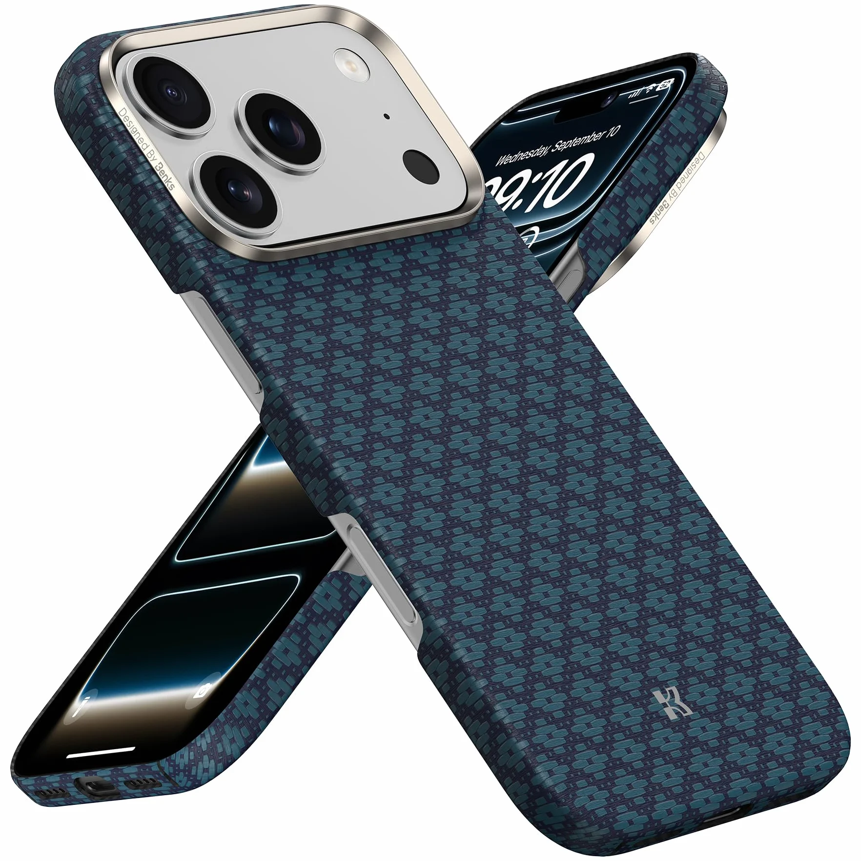 BENKS Ultra cienkie etui do iPhone 17 Pro, wykonane z włókien aramidowych Dupont Kevlar, etui na telefon komórkowy iPhone 17 Pro, odporne na uderzenia, odporne na zarysowania, smukłe etui na telefon