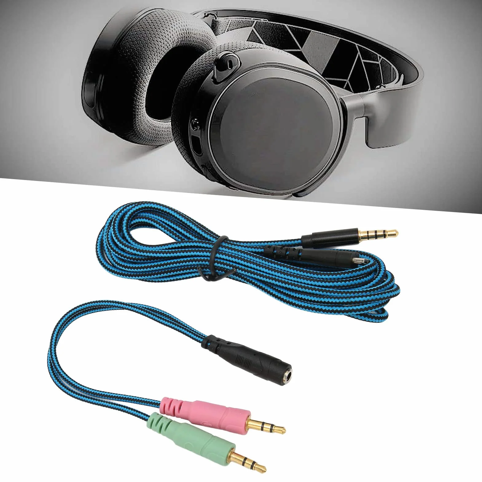 Kabel Audio Słuchawek, Wymienny Kabel Audio Słuchawek z Kablem Adaptera Y, Kabel AUX w Oplocie Miedzianym OFC dla 3/5/7/Pro