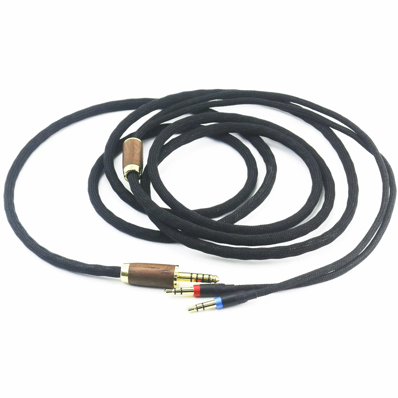 ABLET 4,4 mm 7N OCC Balanced Cable Copper Platerowana Posrebrzana obudowa z drewna orzechowego, kompatybilny ze słuchawkami Hifiman Sundara, Ananda, Arya, HE400SE, HE4XX, HE-400i (wersja 2 x 3,5 mm)