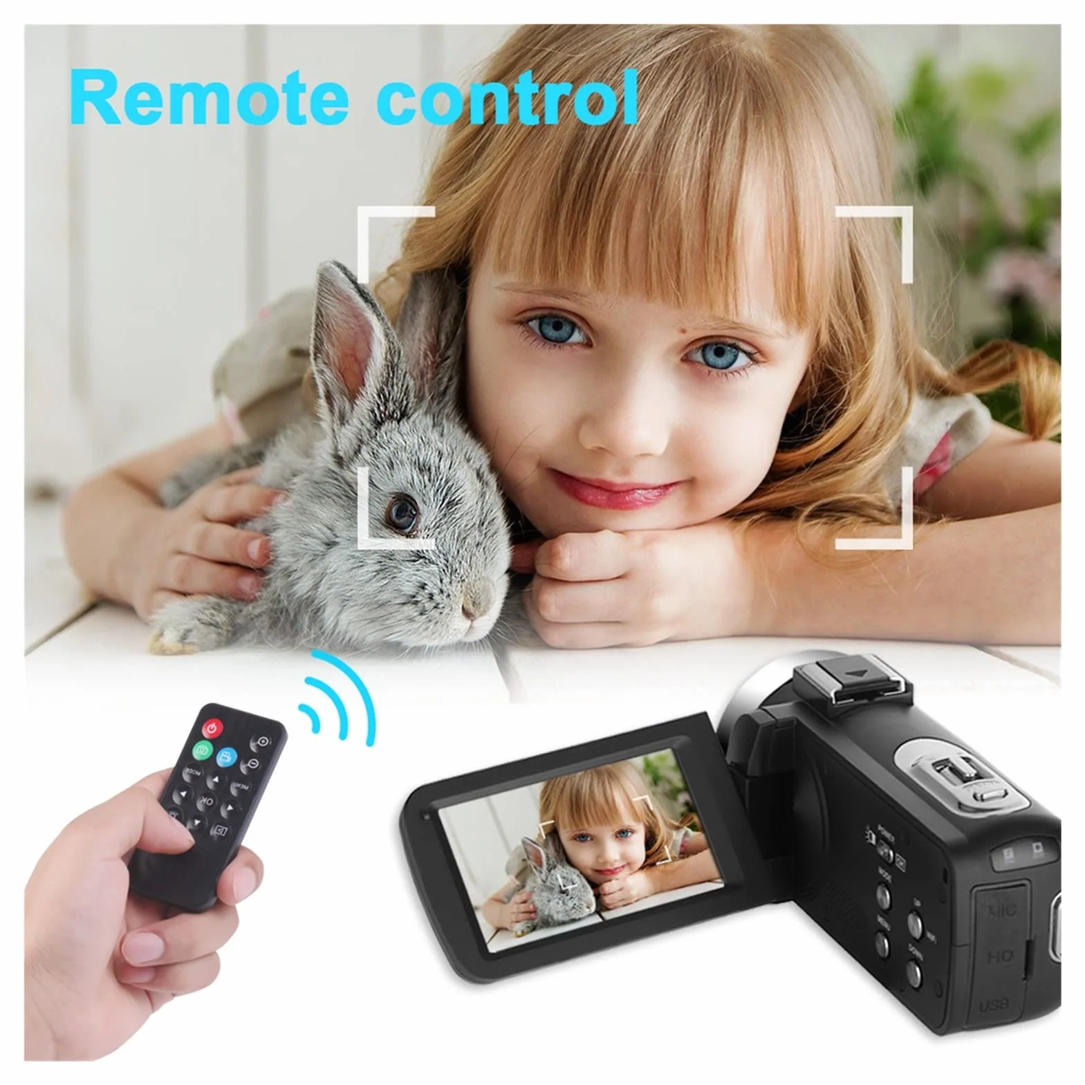 Kamera Wideo, Kamera wideo kamera 4K 56MP Wbudowany wypełnienie w nokt widzenia wizji WIFI Vloggowanie do nagrywania vlogu kamery cyfrowej internetowej(32GB SD Card,Red Mic Lens Hood)