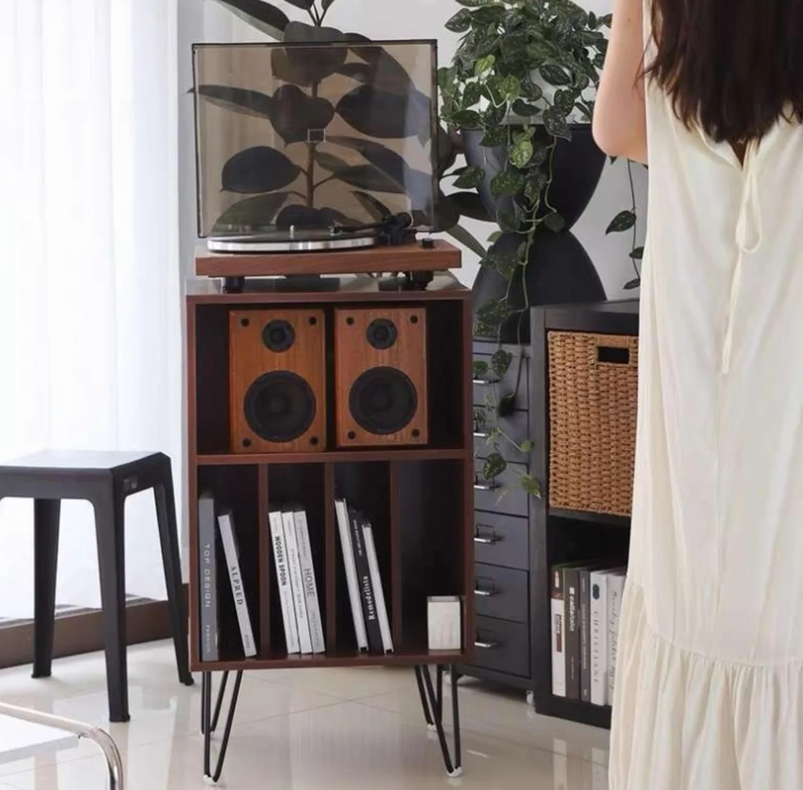 Stojak Płyty Winylowe Stojak Na Gramofon W Stylu Vintage, Szafka Płyty Winylowe, Stół Do Salonu I Biura Uchwyt