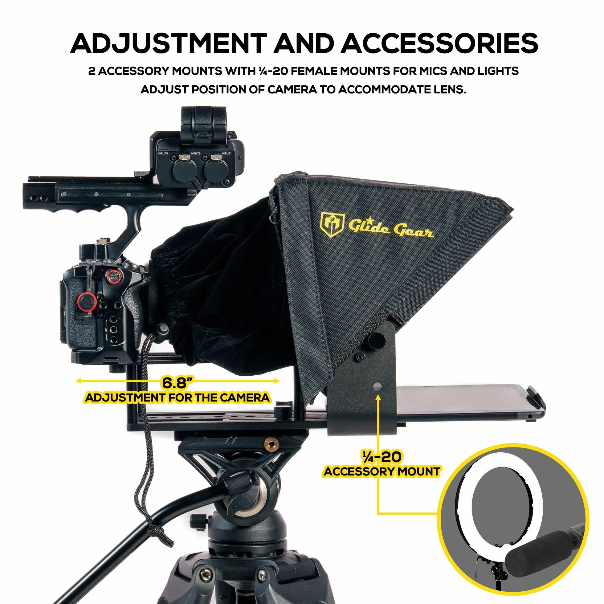Glide Gear TMP 100 Teleprompter – DSLR, Tablet, Smartphone – 12" Glass, Carry Case, No Assembly