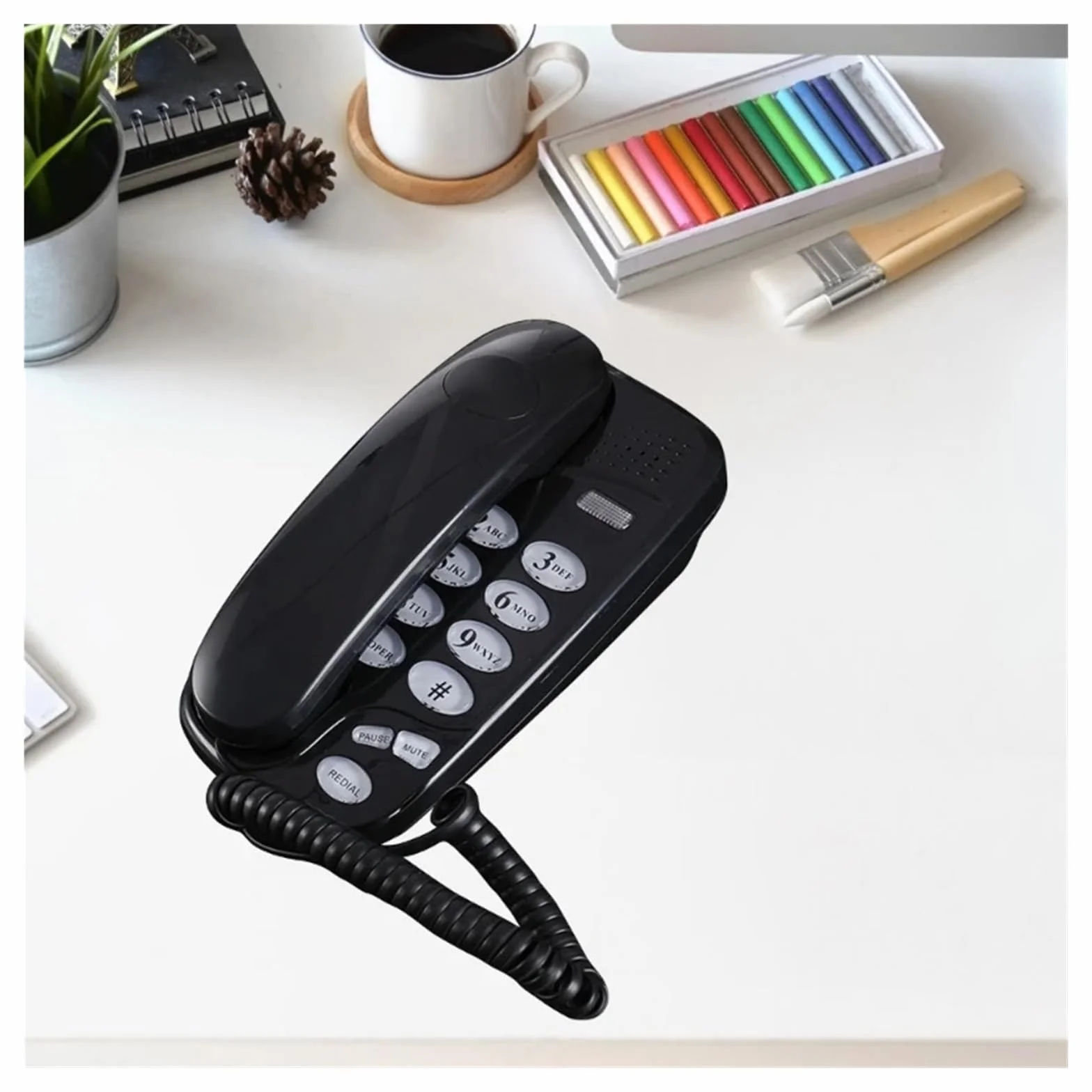 Telefon stacjonarny z funkcją wyciszania i sygnalizacją ponownego wybierania numeru. Łatwy w instalacji. Inteligentny telefon domowy z funkcją dzwonienia.(Silver)