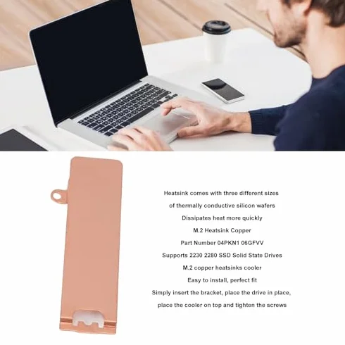 Miedziany Radiator M.2 do Laptopa NVMe z Podkładką Termiczną dla SSD 2230 2280 G15 5530 G16 7630
